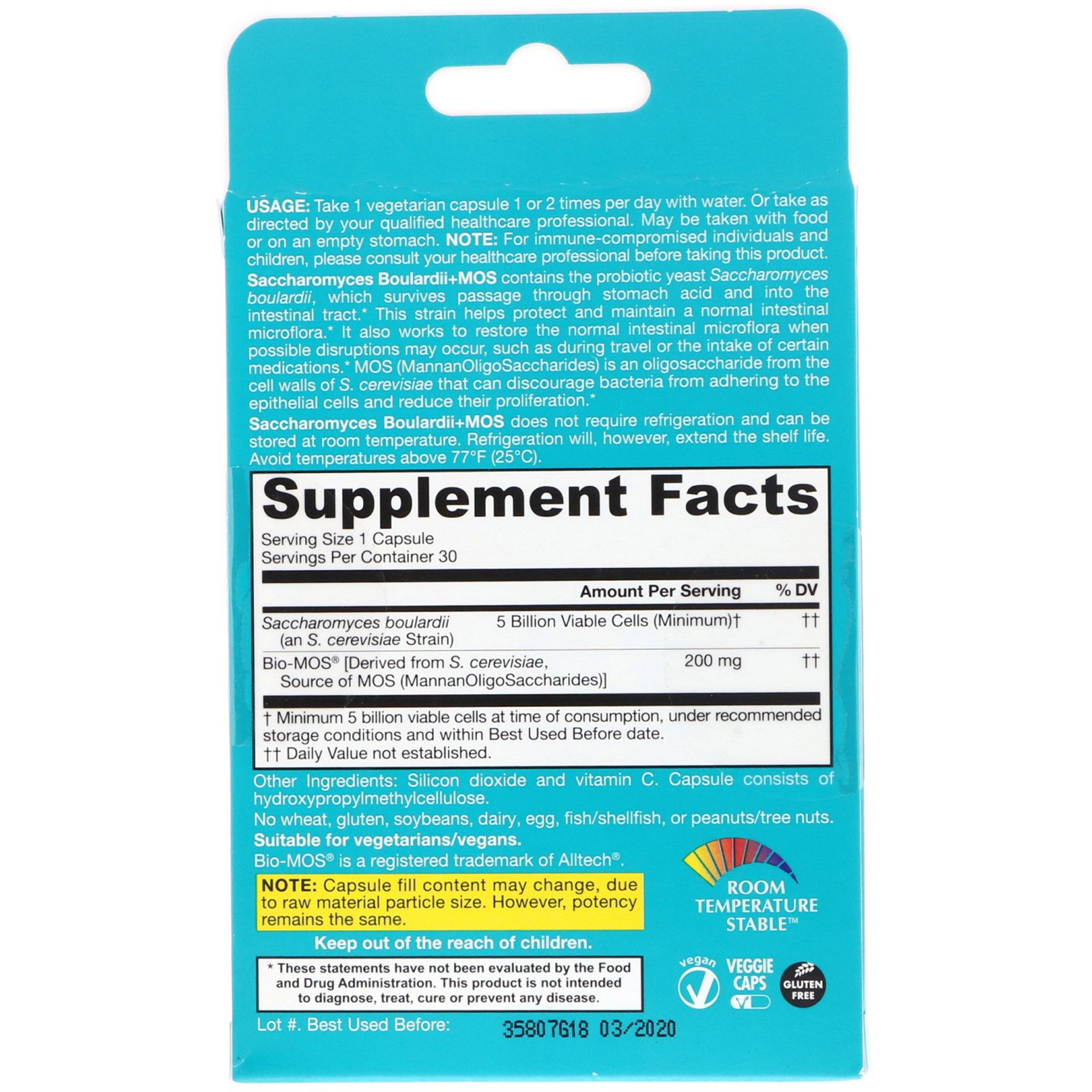 Jarrow Formulas, Saccharomyces Boulardii + MOS, 5 Billion, 30 Capsules - Imagem 2