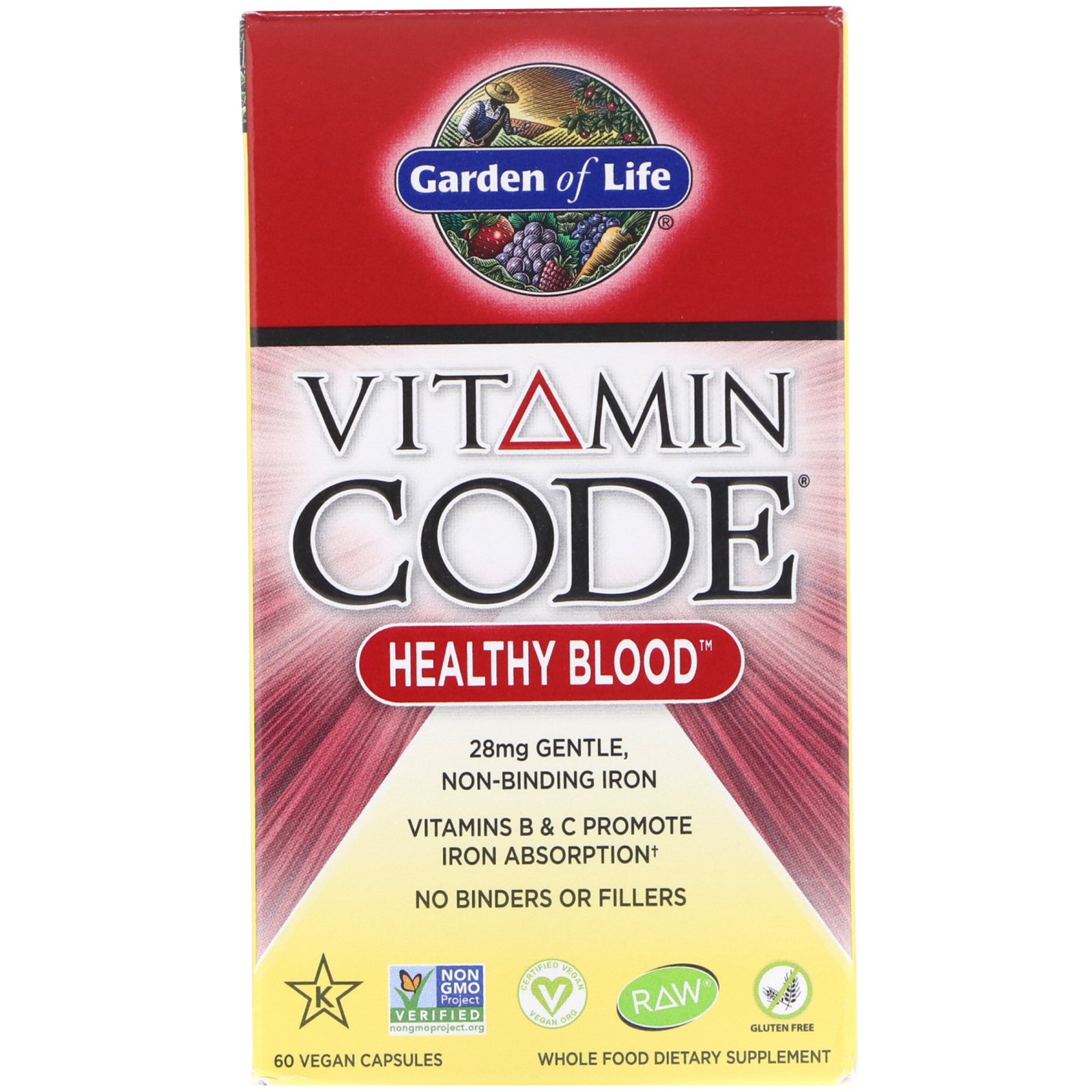 Garden of Life, Vitamin Code, Healthy Blood, 60 Cápsulas Veganas