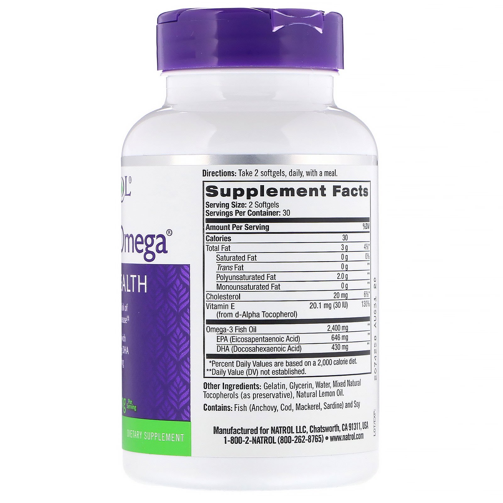 Natrol, Extreme Omega, Limão, 2.400 mg, 60 Cápsulas Softgel - Imagem 2