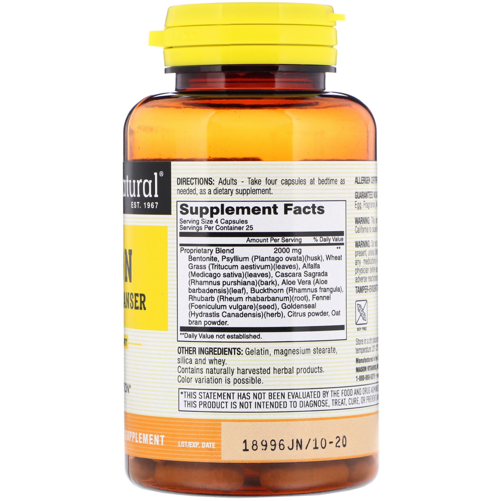 Mason Natural, Limpador Herbal do Cólon, 100 Cápsulas - Imagem 2