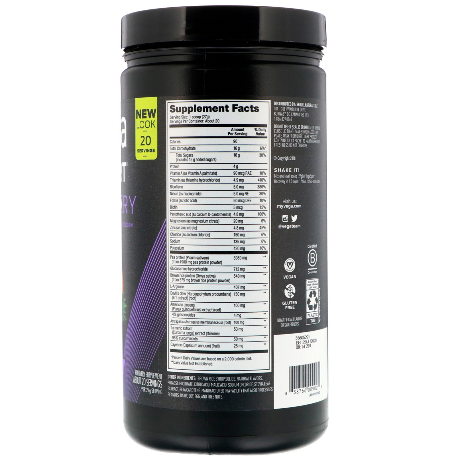 Vega, Sport, Recovery, Tropical, 19 oz (540 g) - Imagem 2