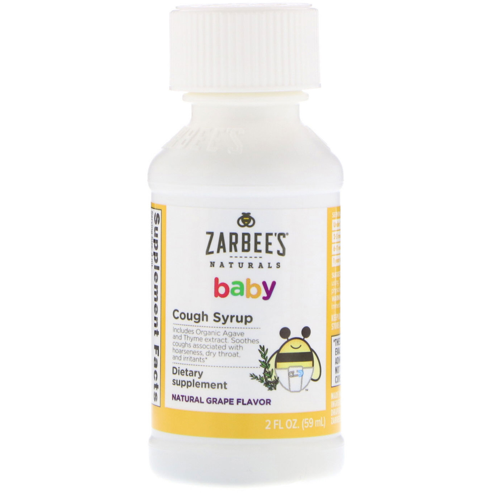 Zarbee's, Baby, Cough Syrup, Agave & Thyme, Natural Grape Flavor, 2 fl oz (59 ml) - Imagem 3
