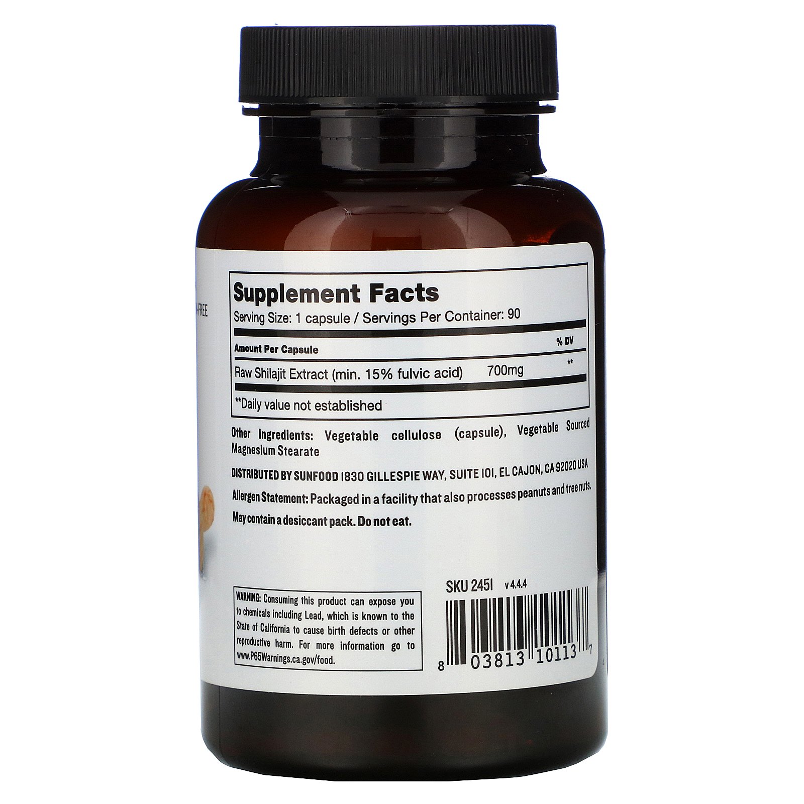 Sunfood, Cápsulas de Shilajit Cru, 700 mg, 90 Cápsulas - Imagem 2