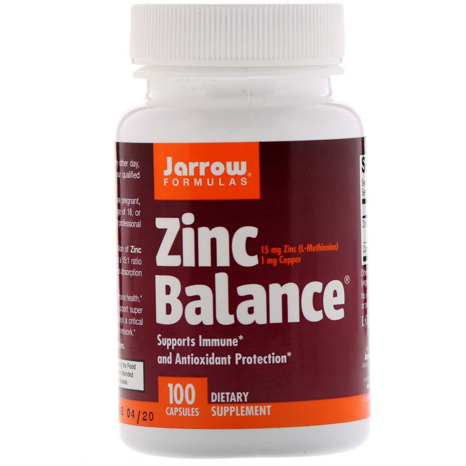 Jarrow Formulas, Zinc Balance, 100 Cápsulas