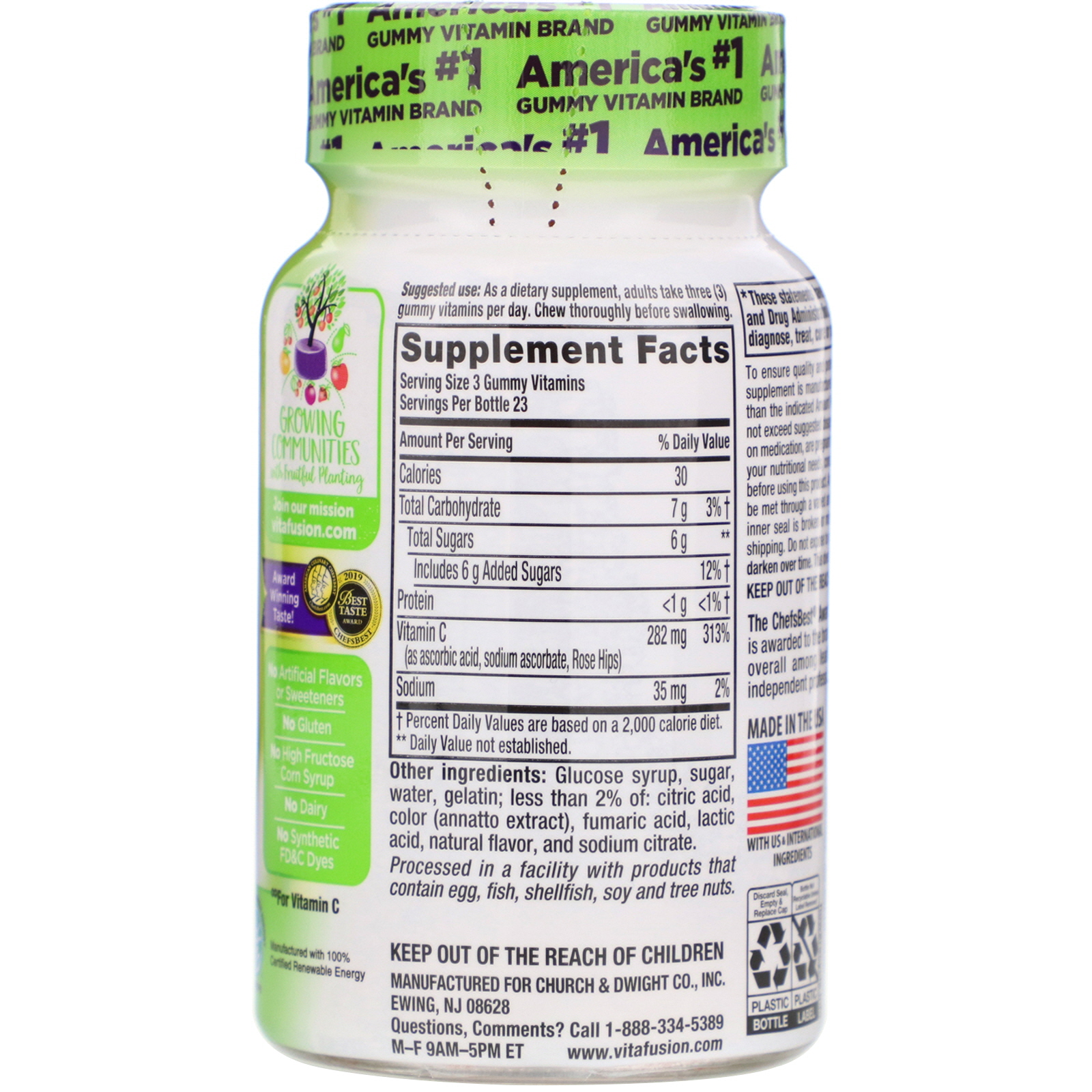 VitaFusion, Power C, Vitamina C de Alta Potência, Sabor Natural de Laranja, 70 Balas de Goma - Imagem 2