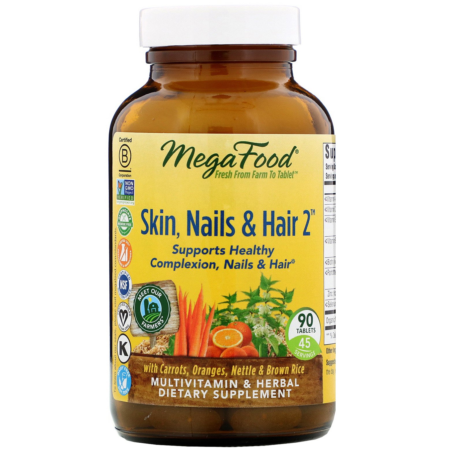 MegaFood, Pele, Unhas e Cabelos 2, 90 Comprimidos
