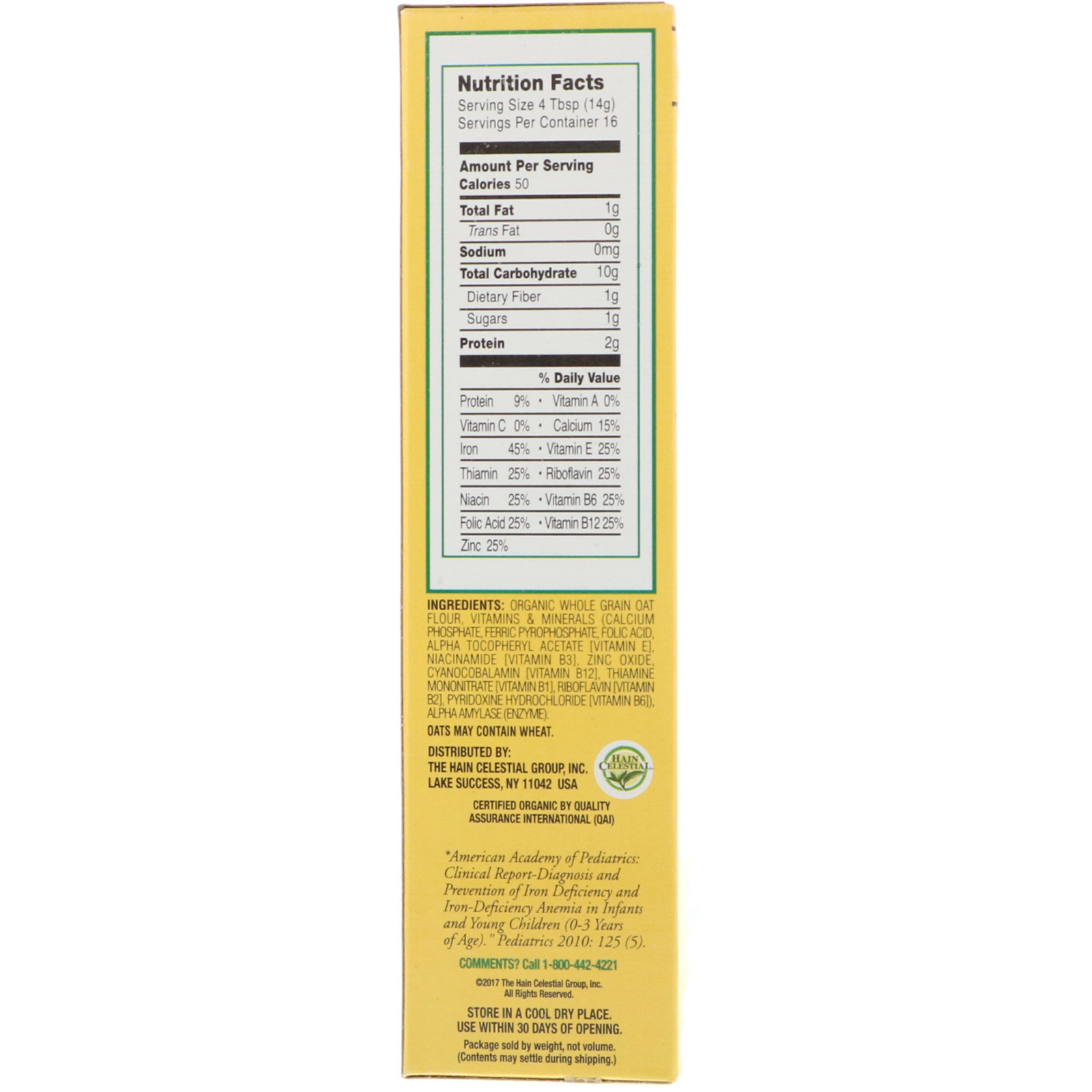 Earth's Best, Cereal de Aveia Orgânico Integral, 227 g (8 oz) - Imagem 2