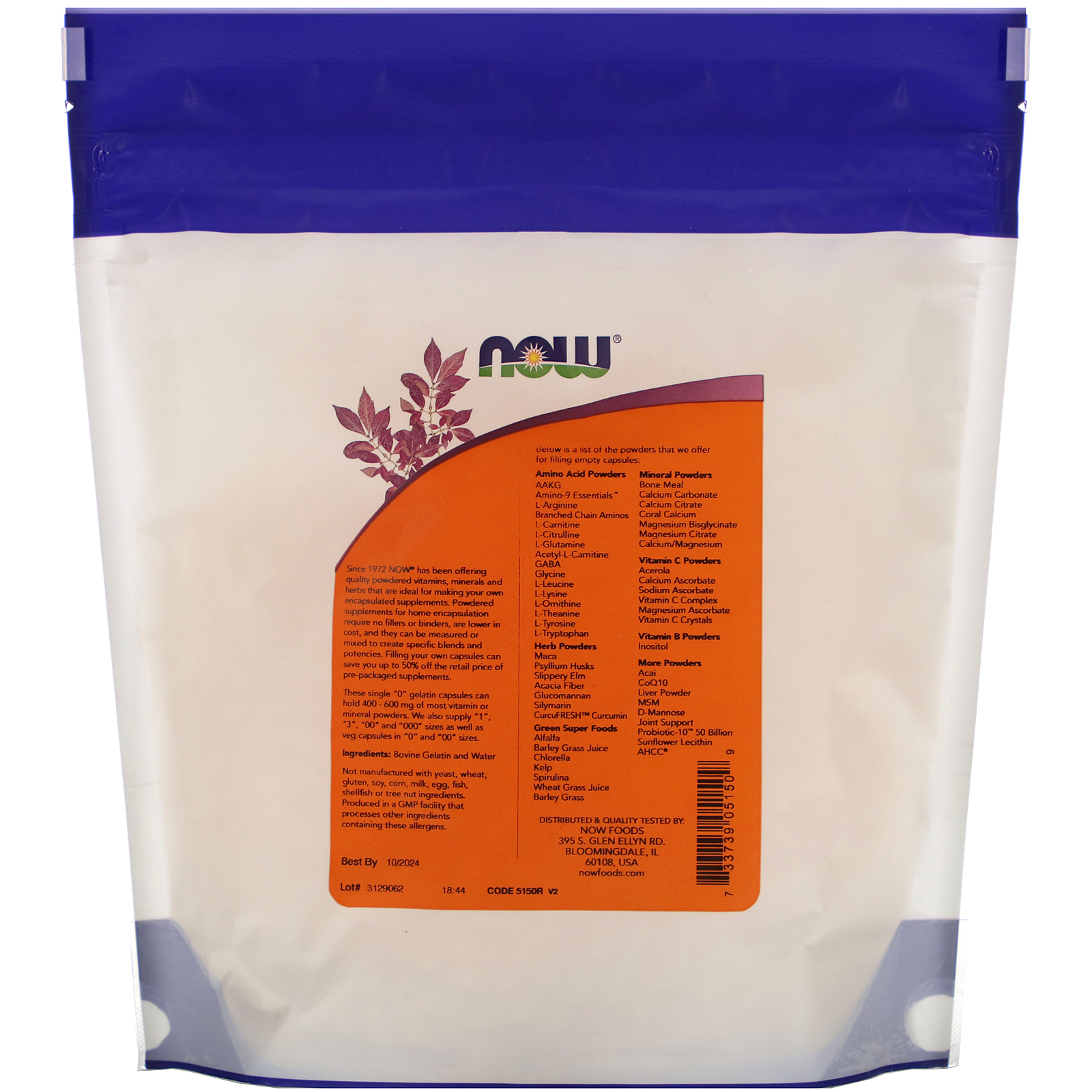 Now Foods, Single "0" Gelatin Caps, Approx. 1,000 Empty Gelatin Capsules - Imagem 2