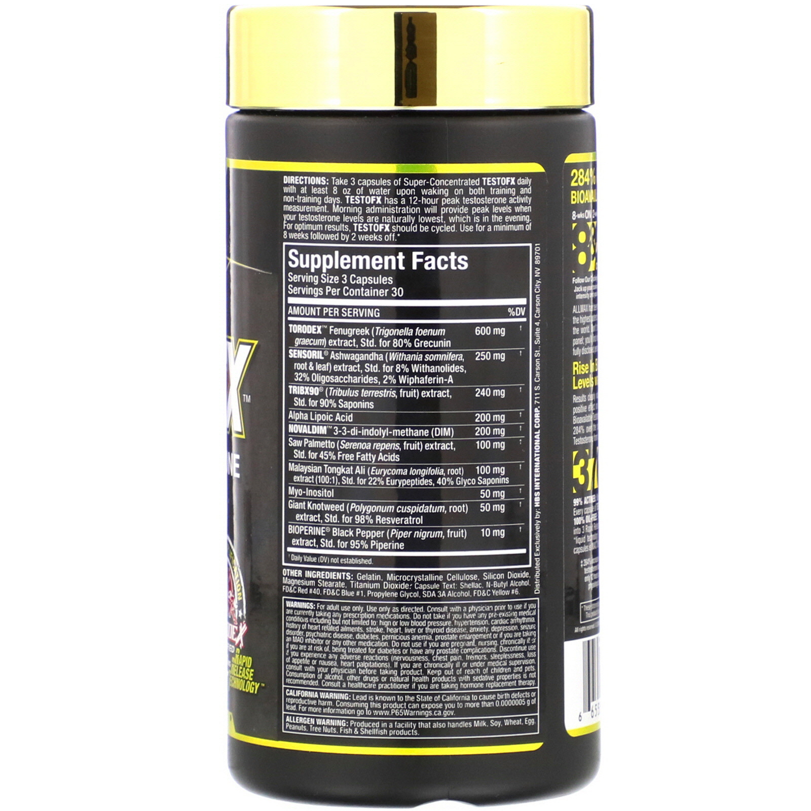 ALLMAX Nutrition, TestoFX, 90 Cápsulas - Imagem 2