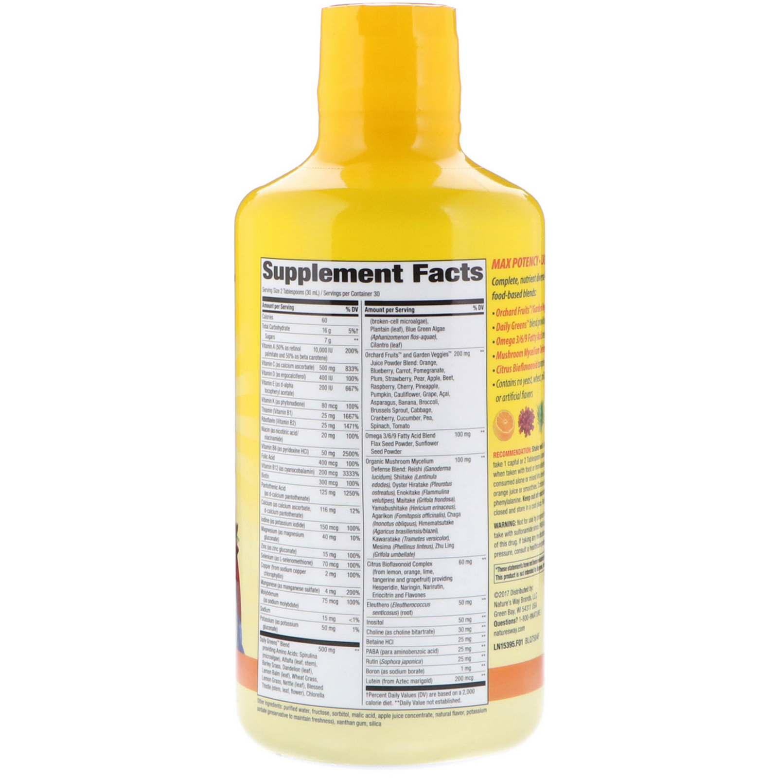 Nature's Way, Alive! Liquid Multi-Vitamin, Max Potency, Citrus, 30.4 fl oz (900 ml) - Imagem 2