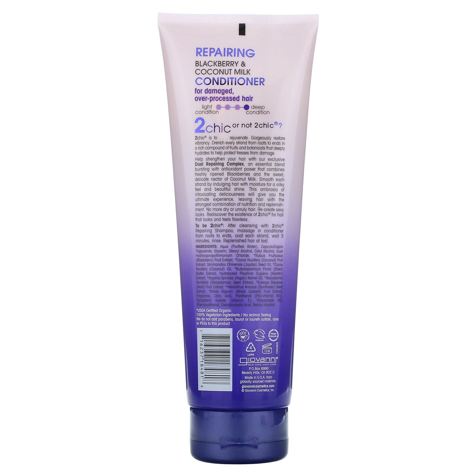 Giovanni, 2chic, Repairing Conditioner, Blackberry + Coconut Milk, 8.5 fl oz (250 ml) - Imagem 2