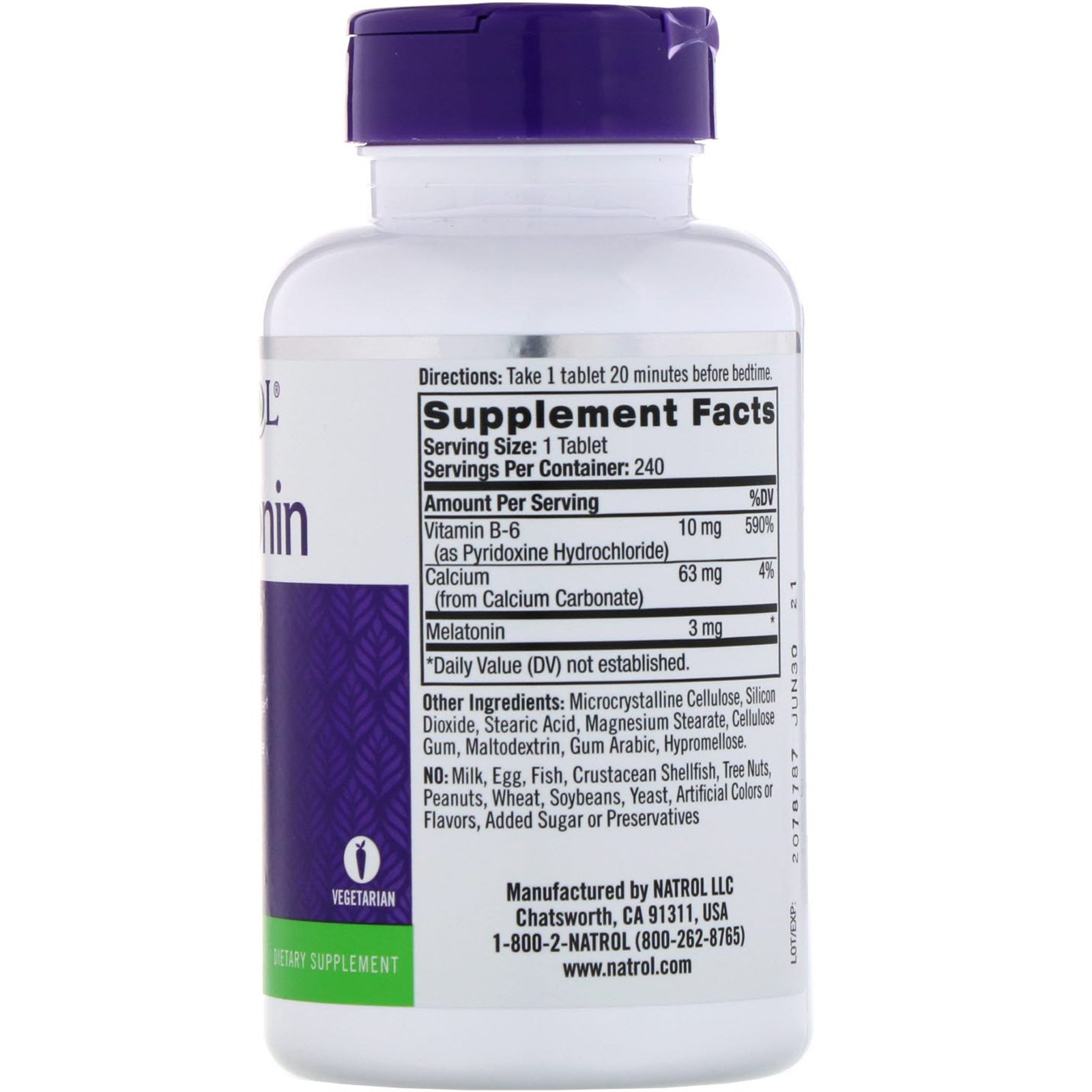 Natrol, Melatonina, 3 mg, 240 Comprimidos - Imagem 2