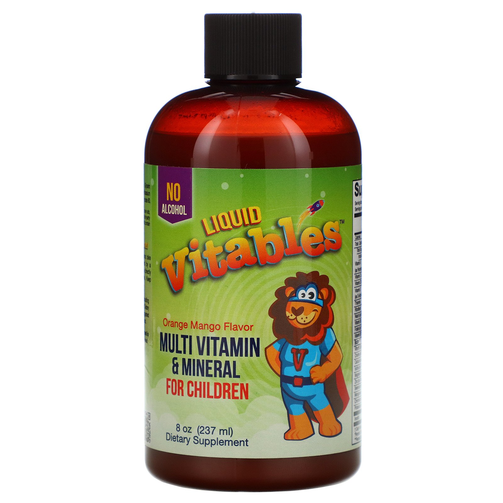 Vitables, Liquid Multi-Vitamin & Mineral For Children, No Alcohol, Orange Mango Flavor, 8 fl oz (237 ml)