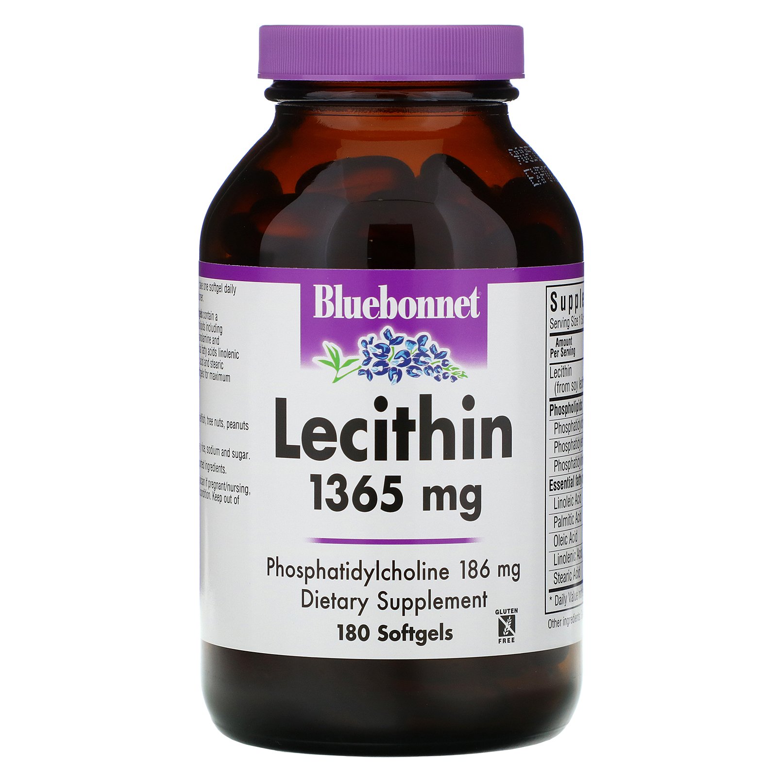 Bluebonnet Nutrition, Lecitina Natural, 1365 mg, 180 Cápsulas Softgel