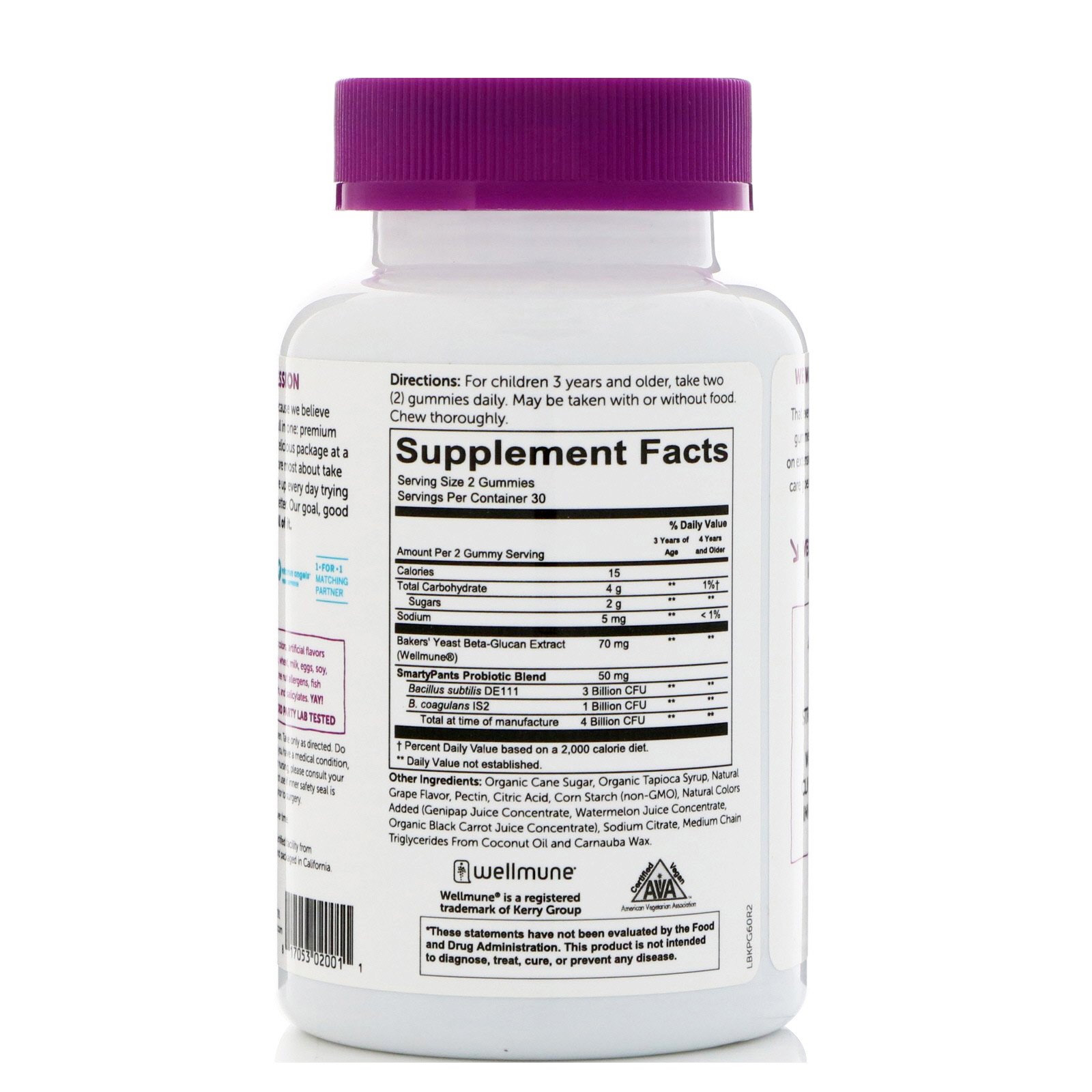 SmartyPants, Kids Probiotic Complete, Grape, 4 Billion CFU, 60 Gummies - Imagem 2