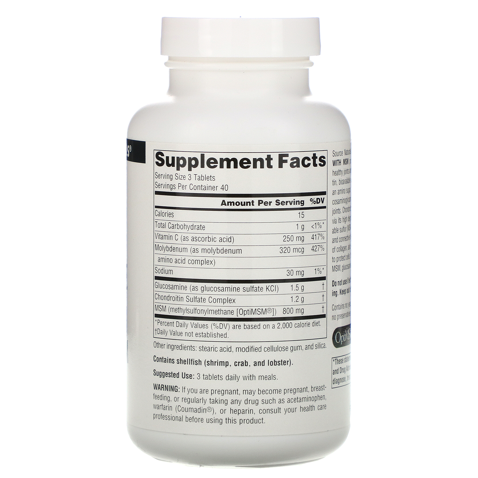 Source Naturals, Complexo de Glucosamina Condroitina com MSM, 120 Comprimidos - Imagem 2