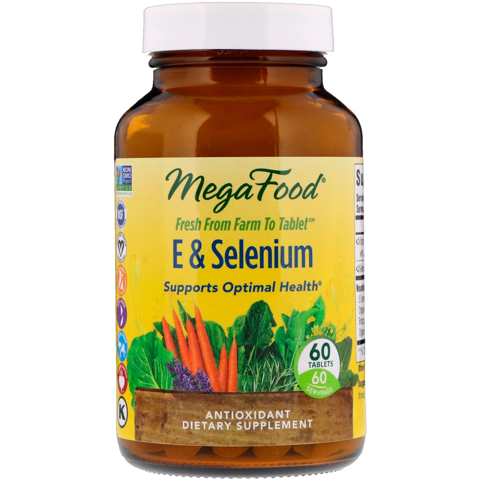 MegaFood, E e Selênio, 60 Comprimidos