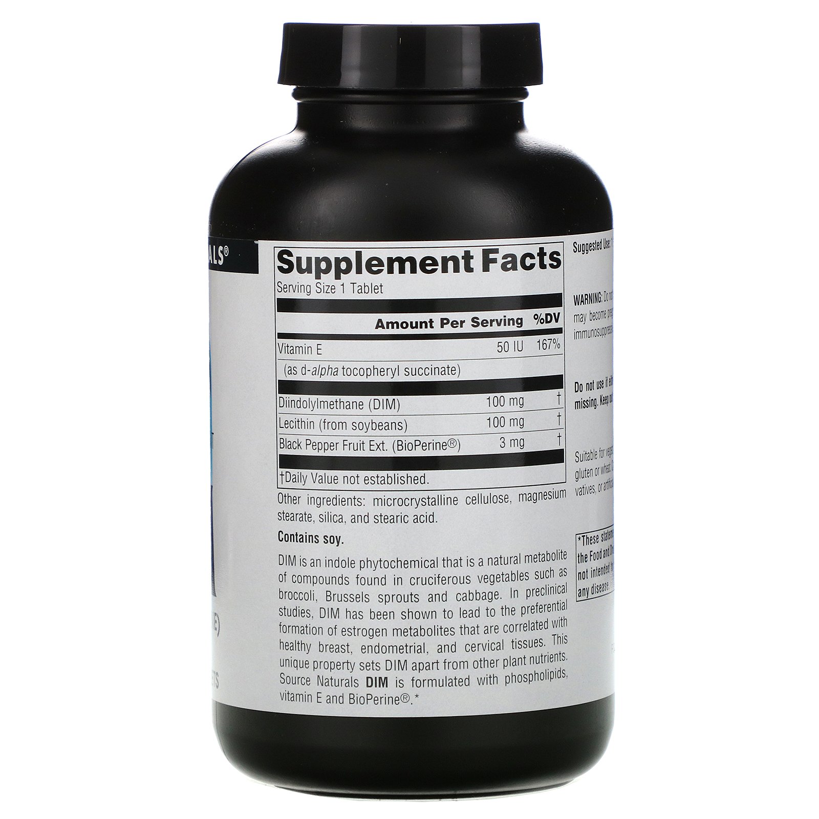 Source Naturals, DIM (Diindolilmetano), 100 mg, 180 Comprimidos - Imagem 2