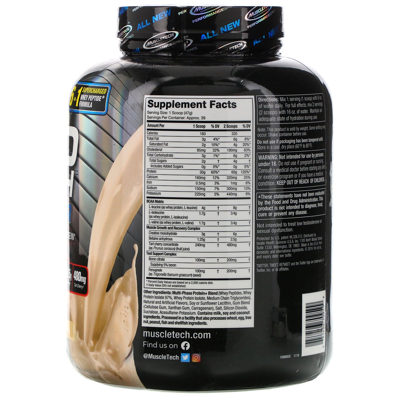 Muscletech, Nitro Tech Power, Proteína de Amplificação Muscular Definitiva, French Vanilla Swirl, 1,81 kg (4,00 lbs) - Imagem 2