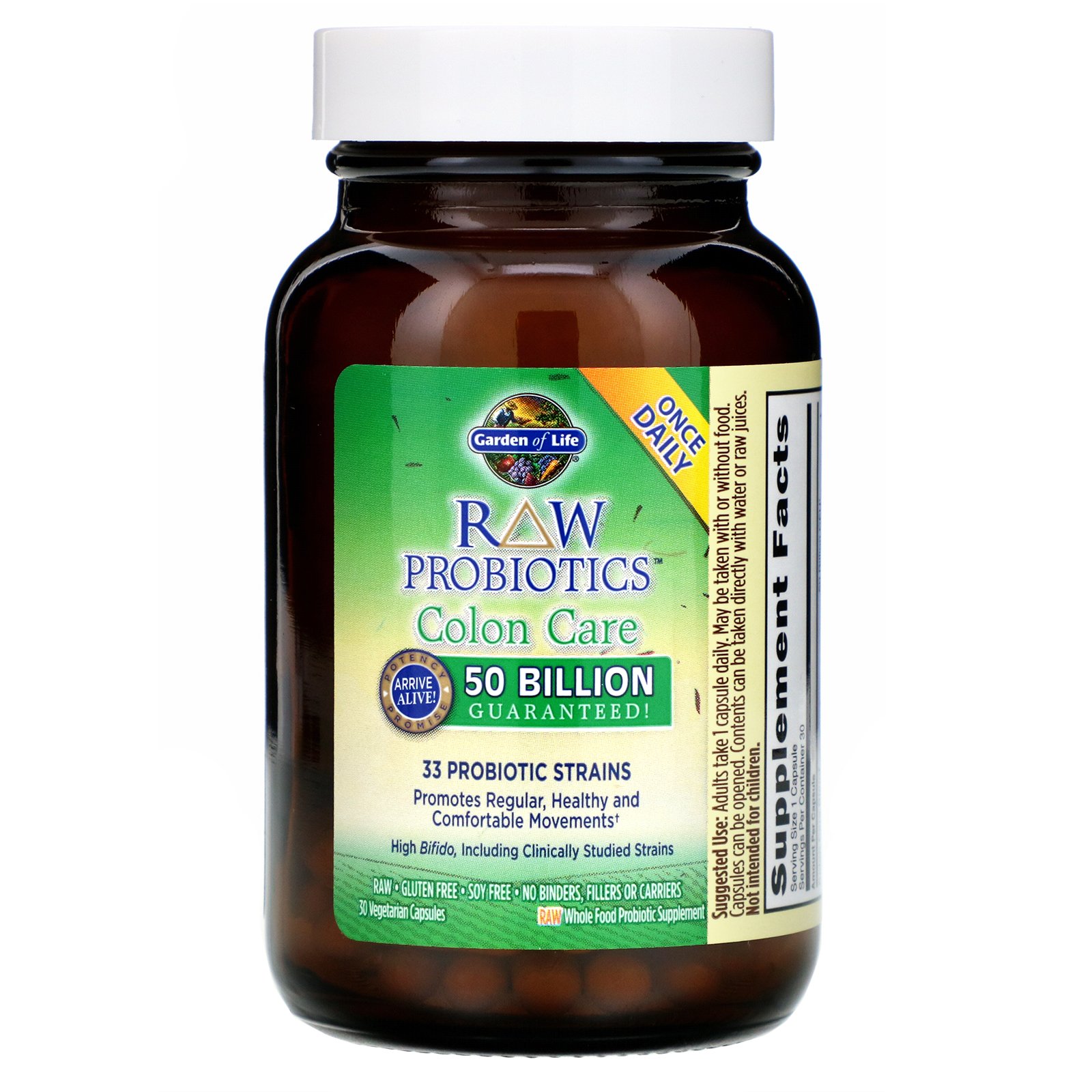 Garden of Life, RAW Probiotics, Colon Care, 30 Cápsulas Vegetais - Imagem 3