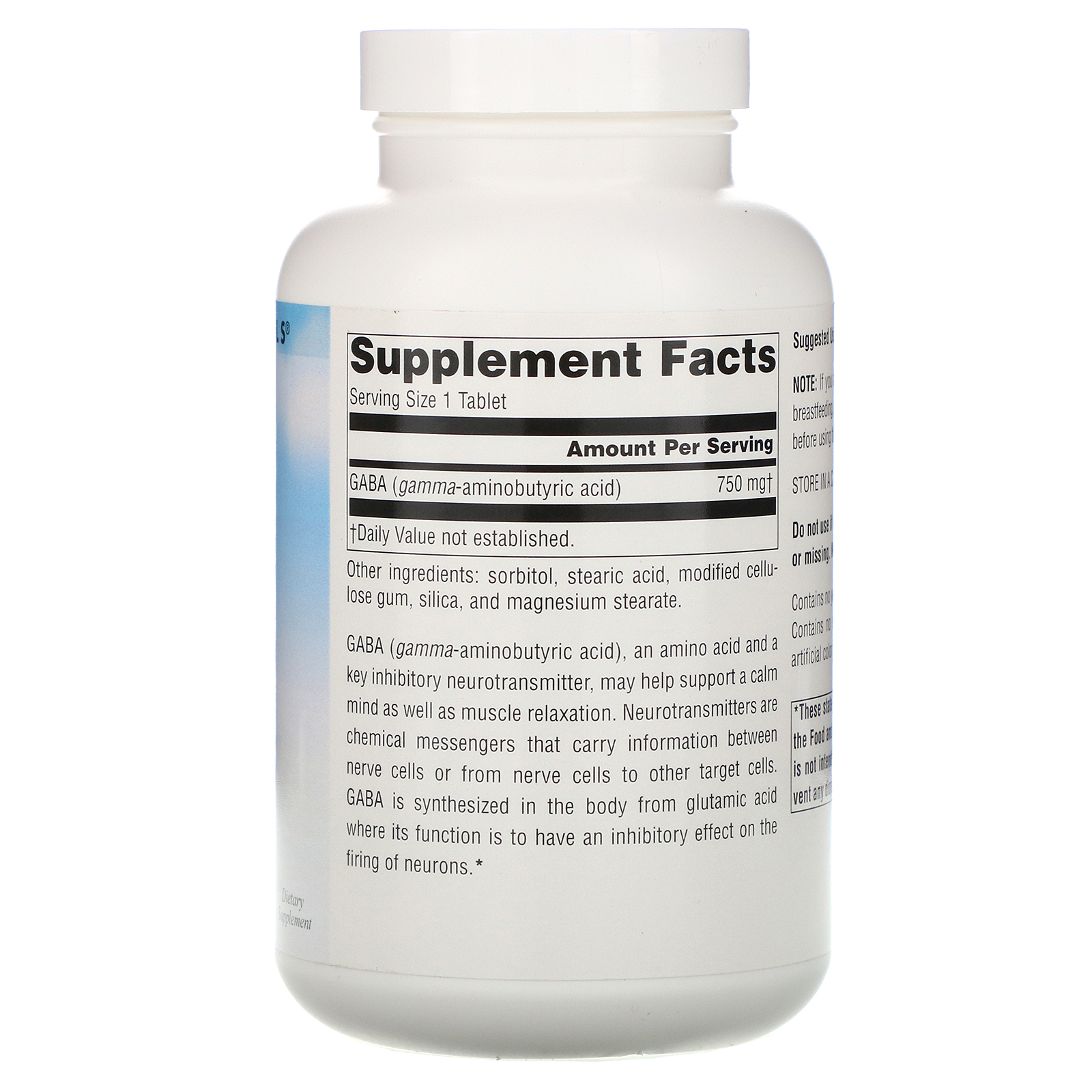 Source Naturals, GABA Calm Mind, 750 mg, 180 Tablets - Imagem 2