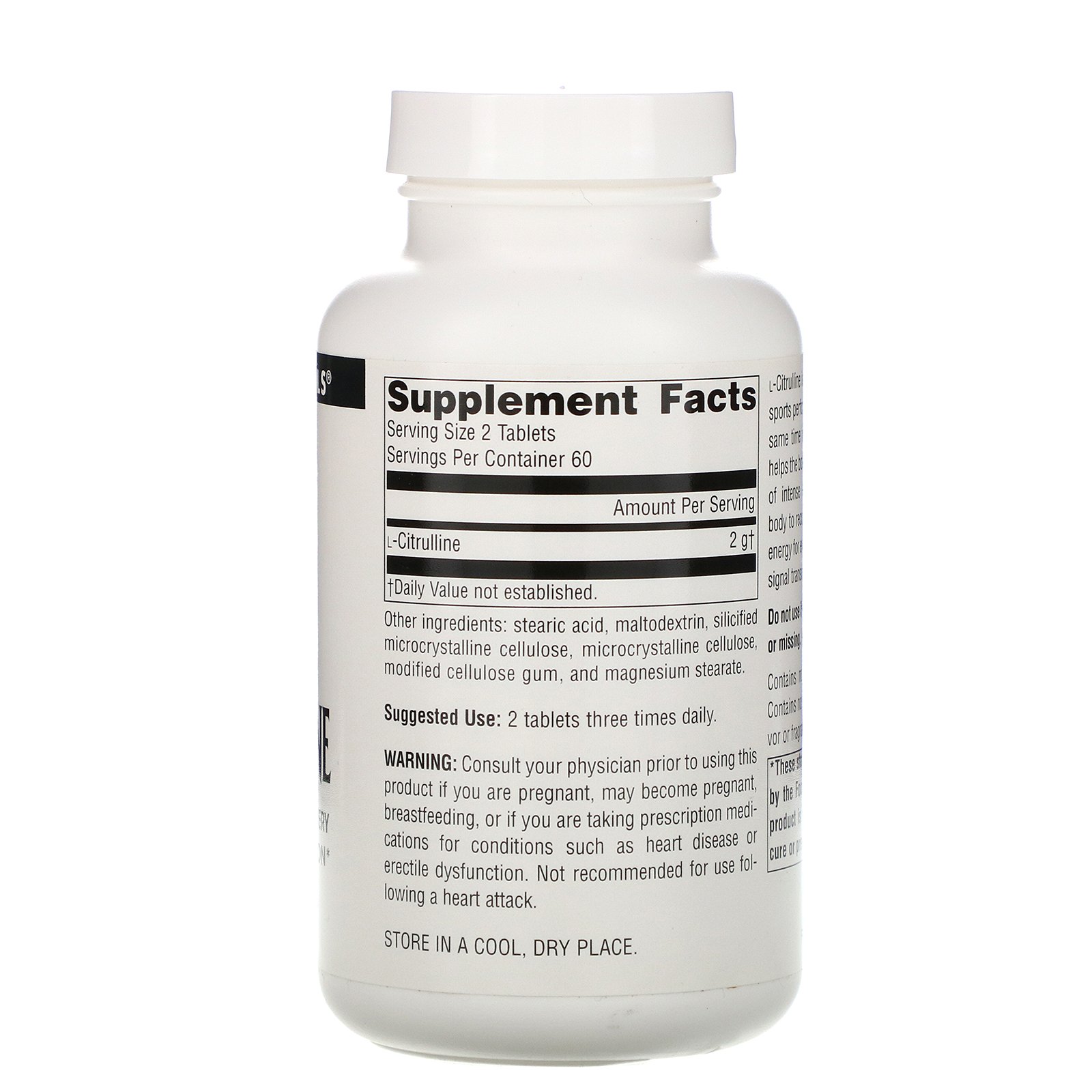 Source Naturals, L-Citrulline, Free-Form, 1,000 mg, 120 Tablets - Imagem 2
