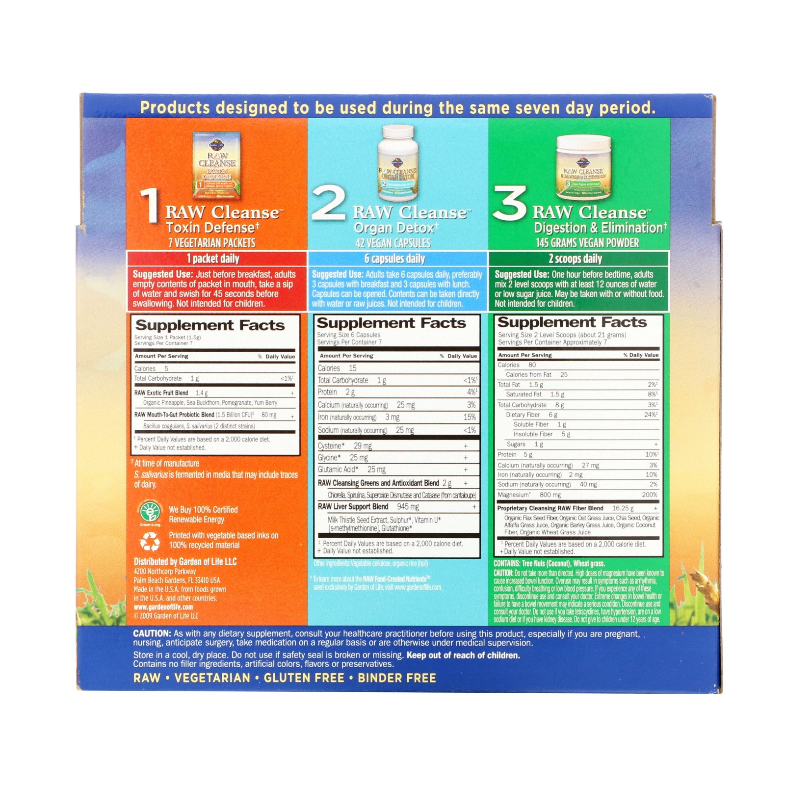 Garden of Life, RAW Cleanse, The Ultimate Standard in Cleansing and Detoxification, Programa de 3 Partes, Kit de 3 Passos - Imagem 2