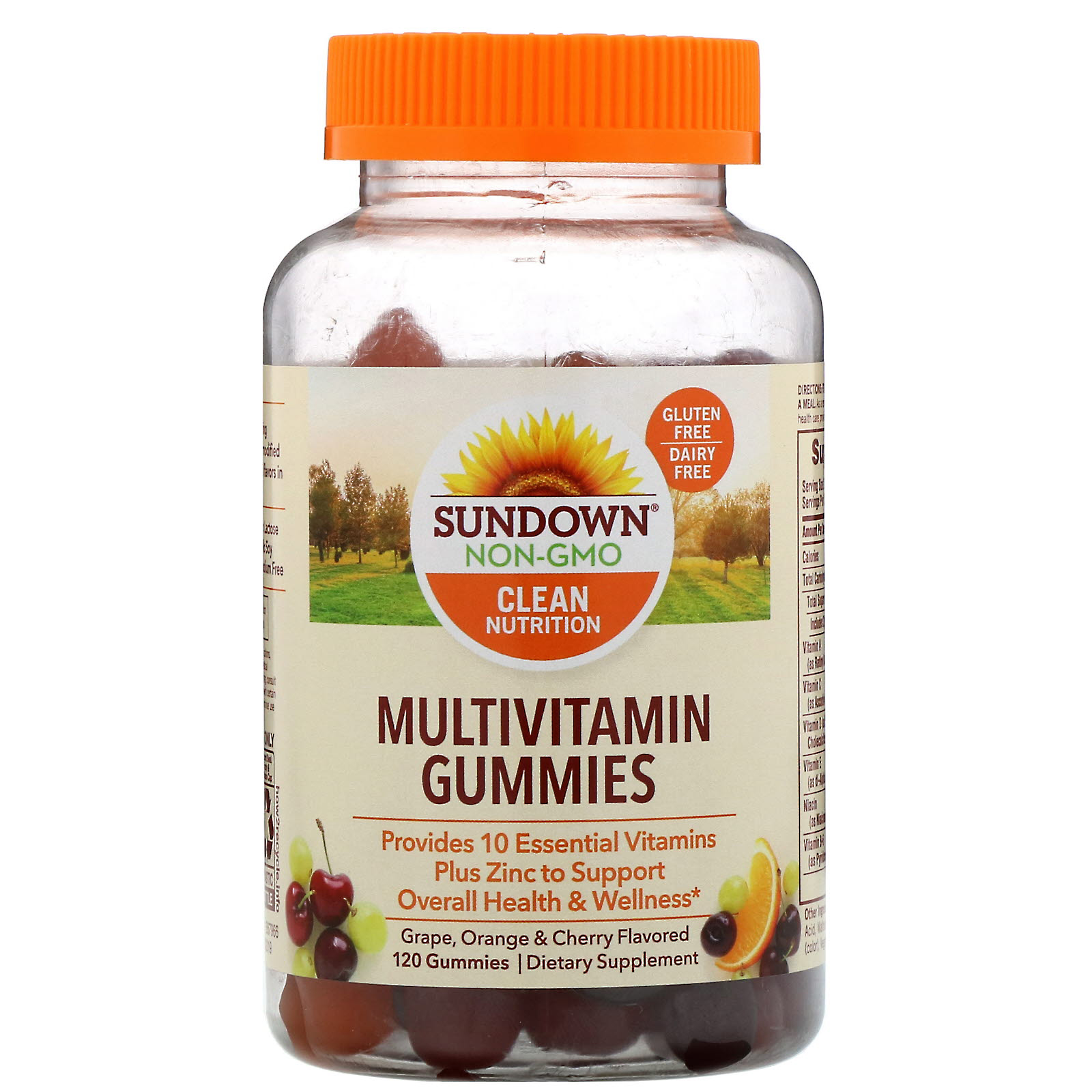 Sundown Naturals, Balas de Goma Multivitamínicas, com Sabor a Uva, Laranja e Cereja, 120 Unidades