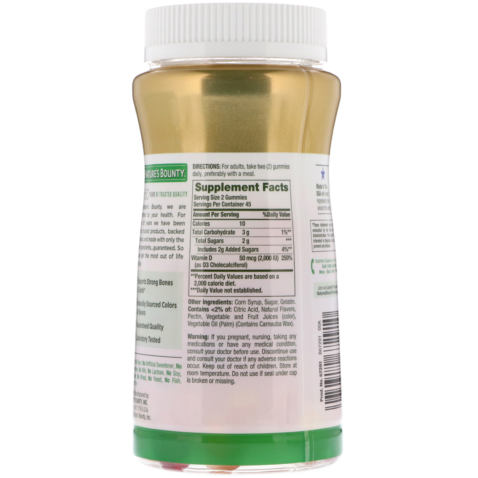Nature's Bounty, Vitamin D3 Gummies, Strawberry, Orange & Lemon Flavored, 50 mcg, (2,000 IU), 90 Gummies - Imagem 2