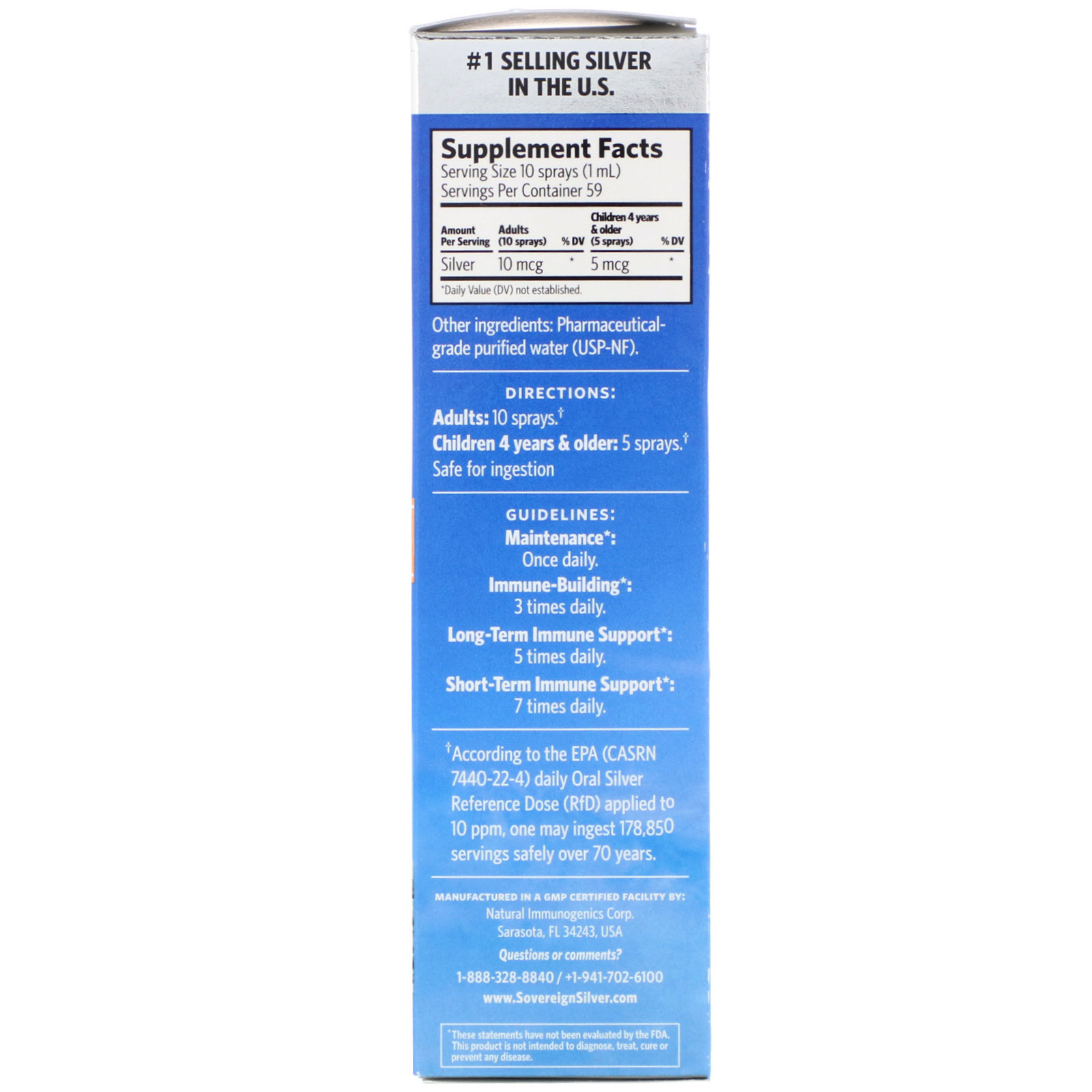 Sovereign Silver, Bio-Active Silver Hydrosol, Spray Vertical, 10 ppm, 59 ml (2 fl oz) - Imagem 2