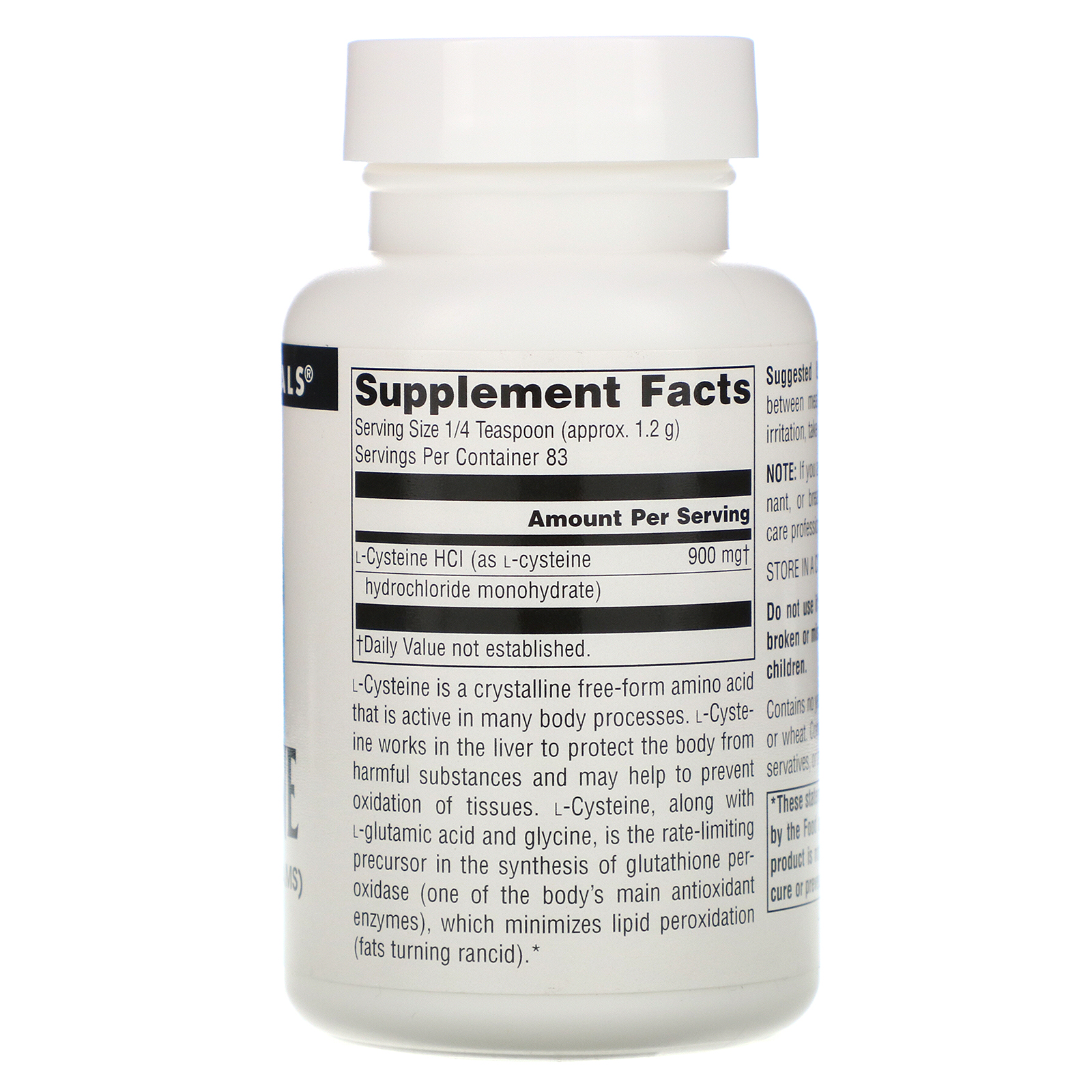 Source Naturals, L-Cisteína, 3,53 oz (100 g) - Imagem 2