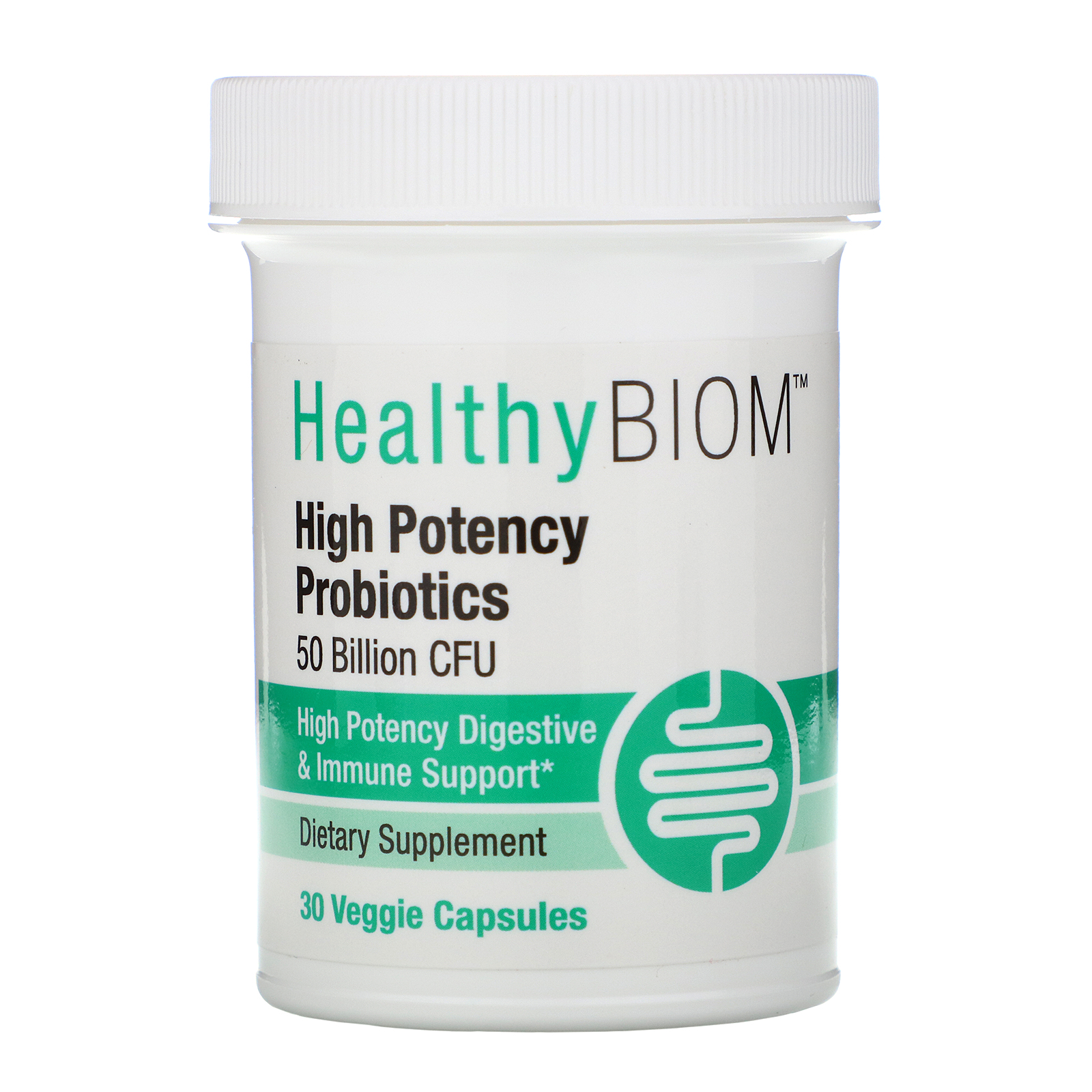 HealthyBiom, Probióticos de Alta Potência, 50 Bilhões de UFCs, 30 Cápsulas Vegetais