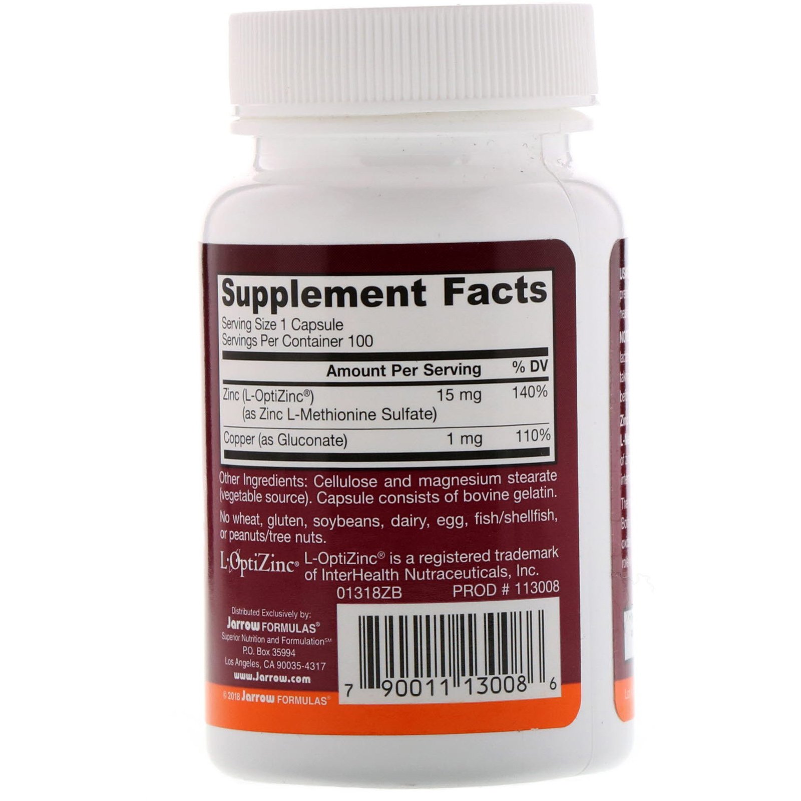 Jarrow Formulas, Zinc Balance, 100 Cápsulas - Imagem 2