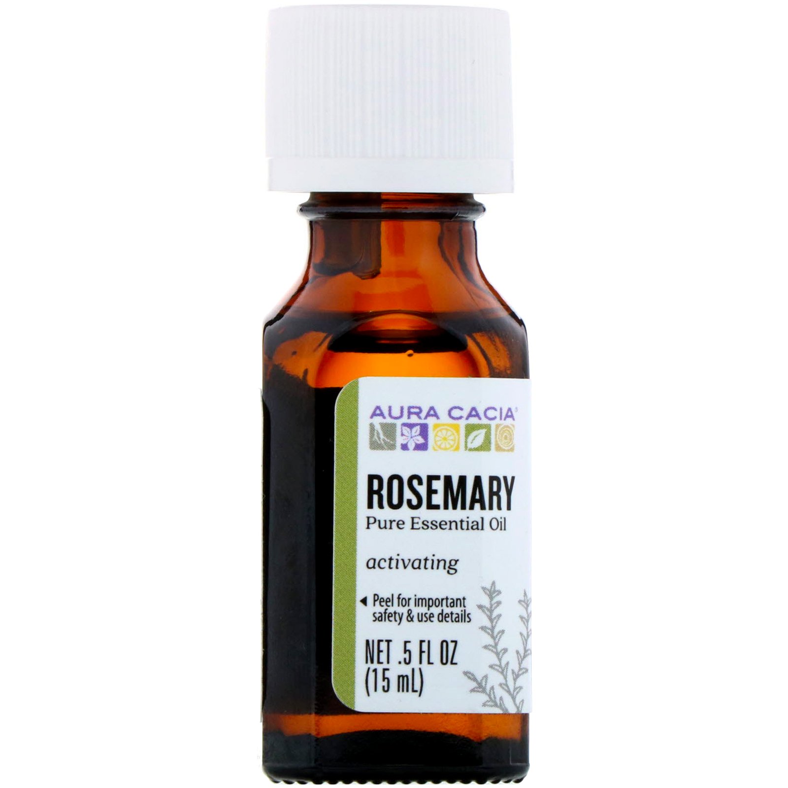 Aura Cacia, 100% do Puro Óleo Essencial, Alecrim, 5 fl oz (15 ml)