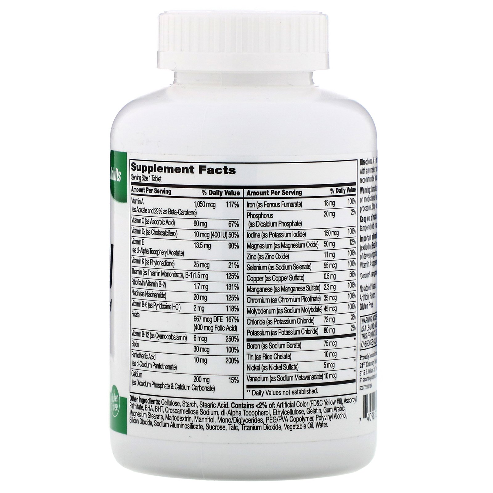 21st Century, Sentry, Multivitamínico e Suplemento Multimineral, 300 comprimidos - Imagem 2