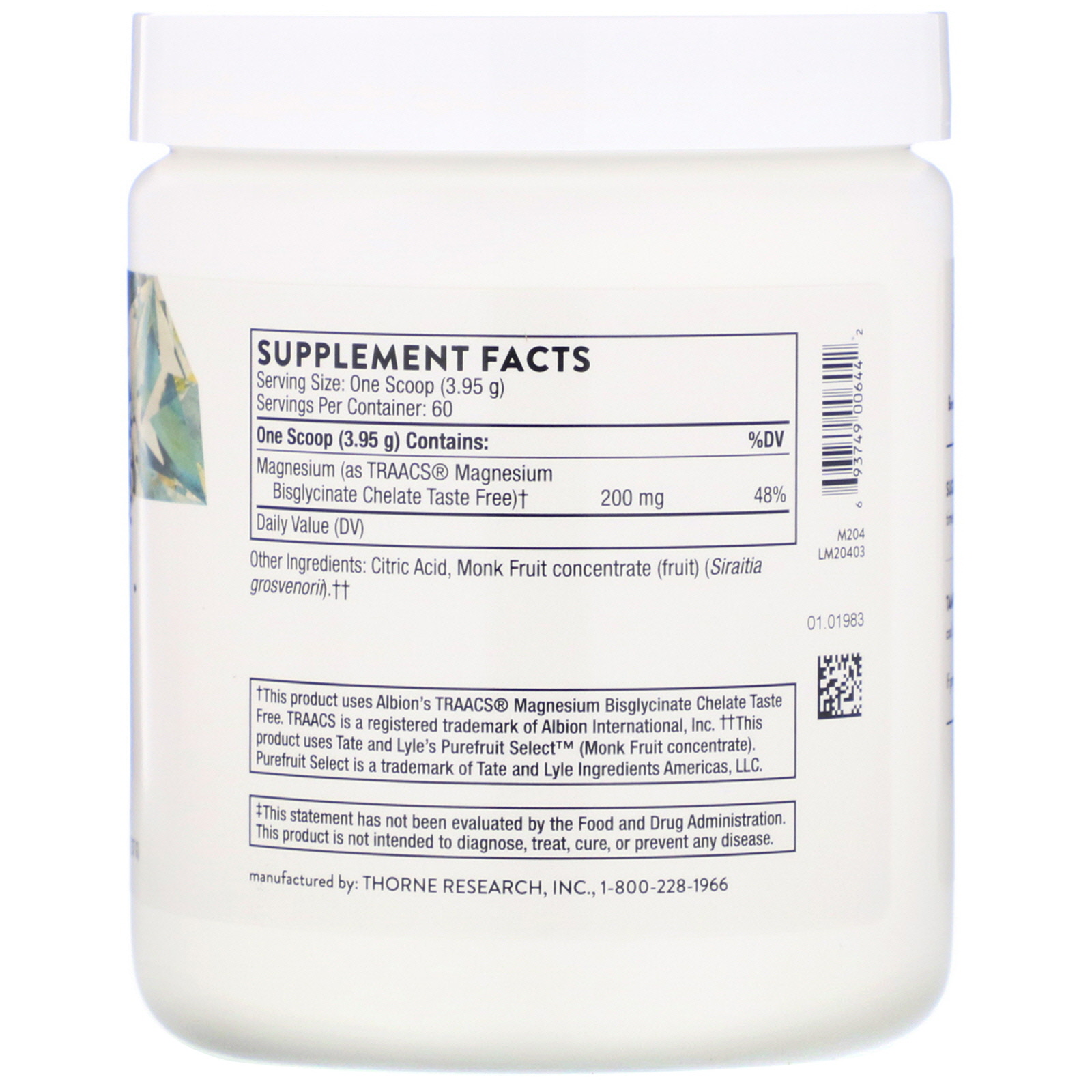 Thorne Research, Bisglicinato de Magnésio, 237 g (8,4 oz) - Imagem 2