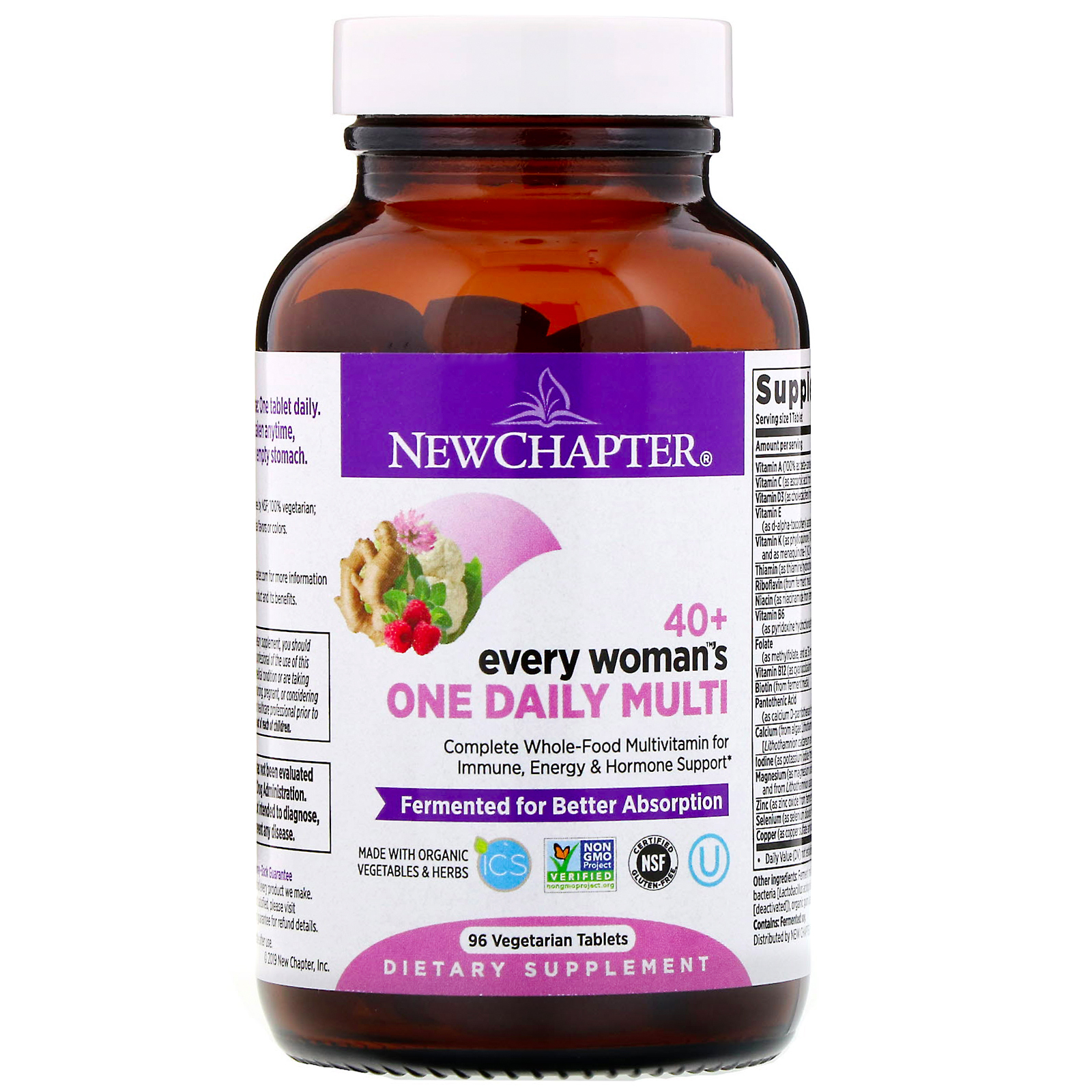 New Chapter, 40+ Every Woman's One Daily Multi, 96 Comprimidos Vegetarianos - Imagem 4