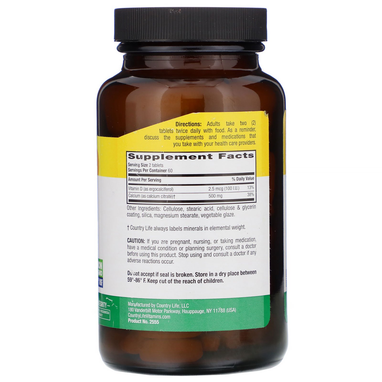 Country Life, Calcium Citrate with Vitamin D, 120 Tablets - Imagem 2