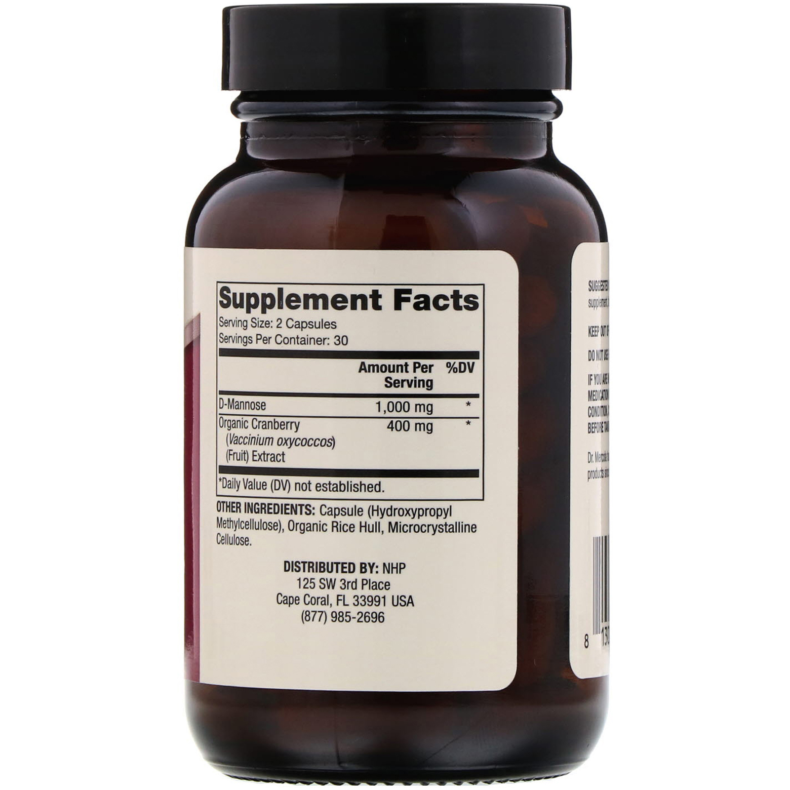 Dr. Mercola, D-Mannose And Cranberry Extract, 60 Capsules - Imagem 2