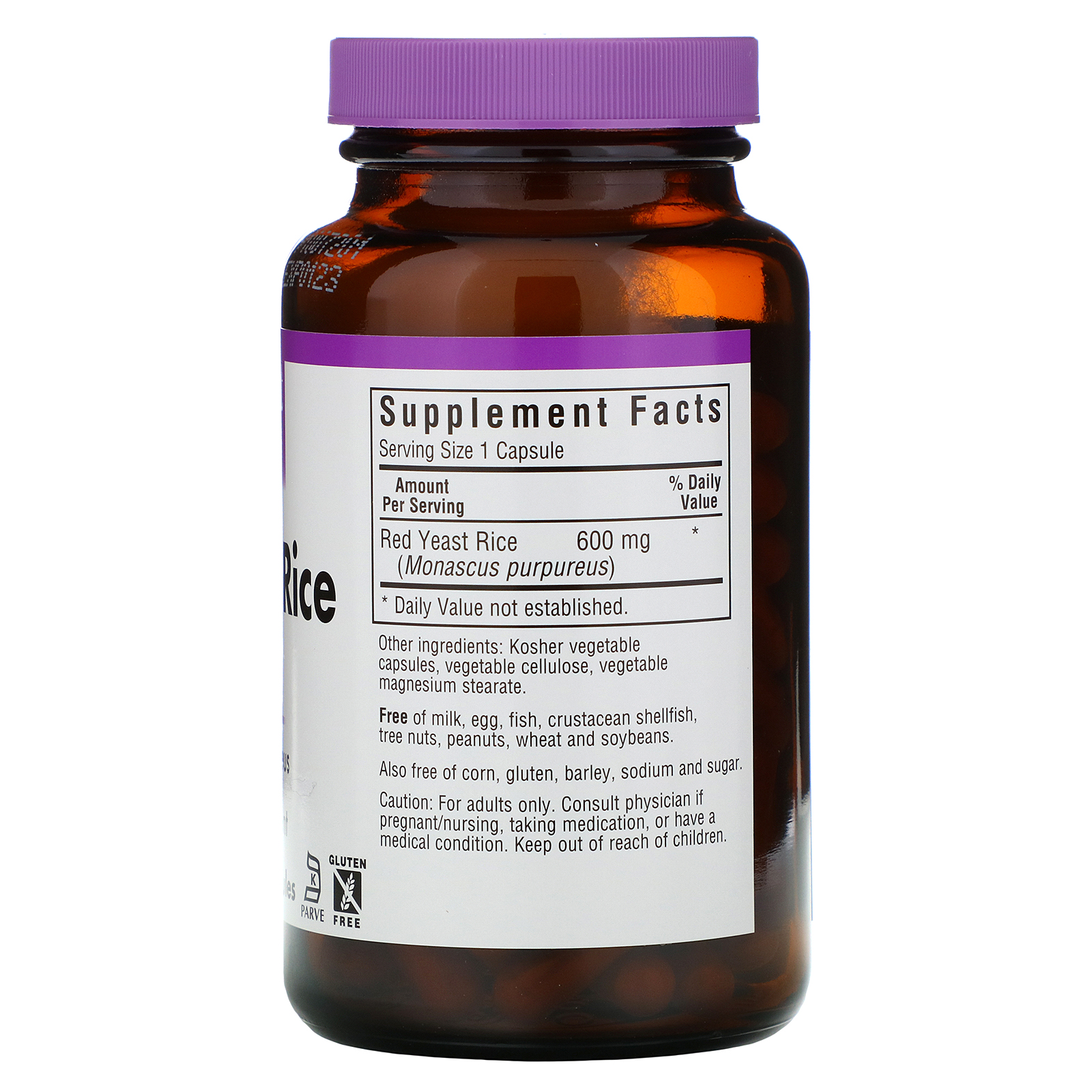 Bluebonnet Nutrition, Red Yeast Rice, 600 mg, 120 Vegetable Capsules - Imagem 2