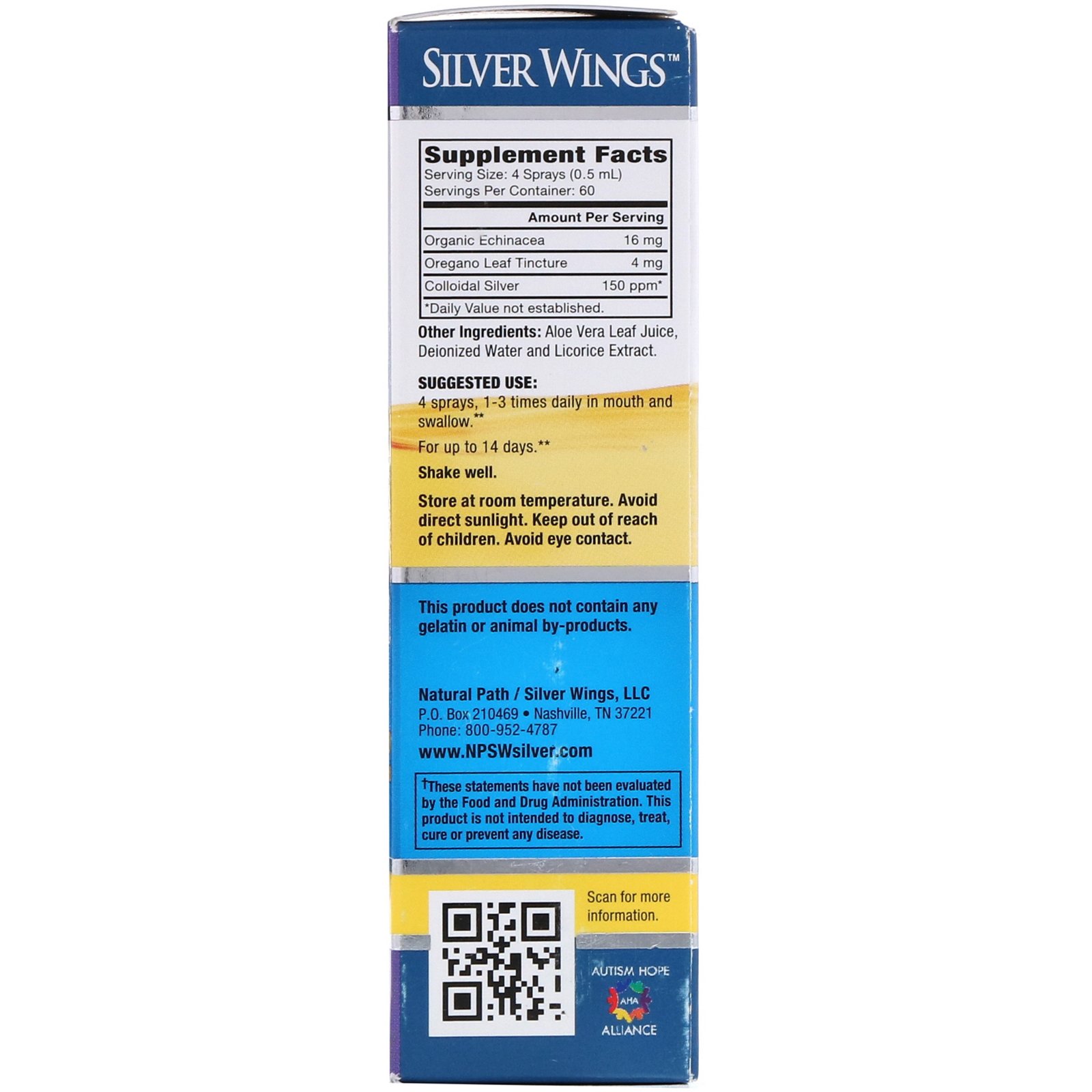 Natural Path Silver Wings, Prata Coloidal, Spray de Tintura Herbal, 150 PPM, frasco de 1 oz (30 ml) - Imagem 2