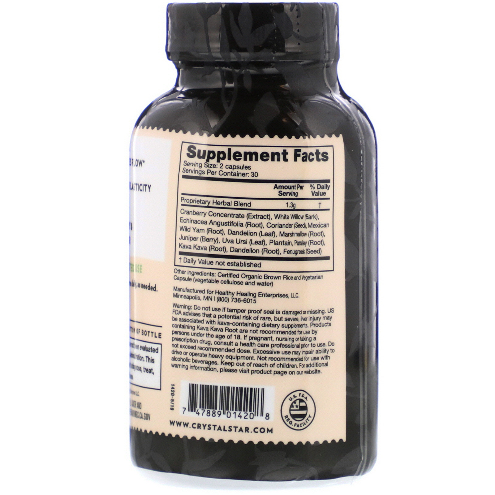 Crystal Star, Bladder Support, 60 Vegetarian Capsules - Imagem 2