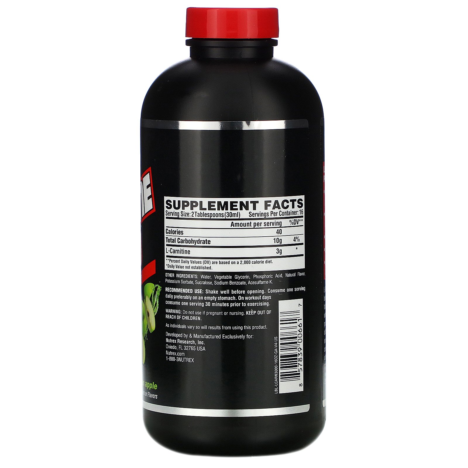 Nutrex Research, Black Series, Liquid Carnitine 3000, Green Apple, 16 fl oz (480 ml) - Imagem 2