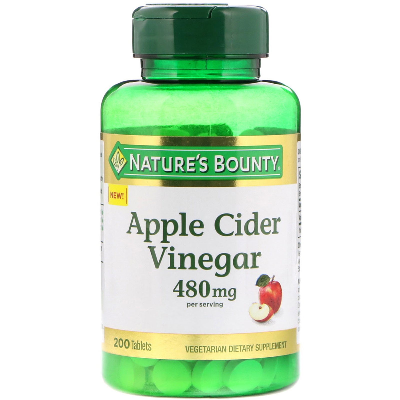 Nature's Bounty, Vinagre de Sidra, 480 mg, 200 Comprimidos