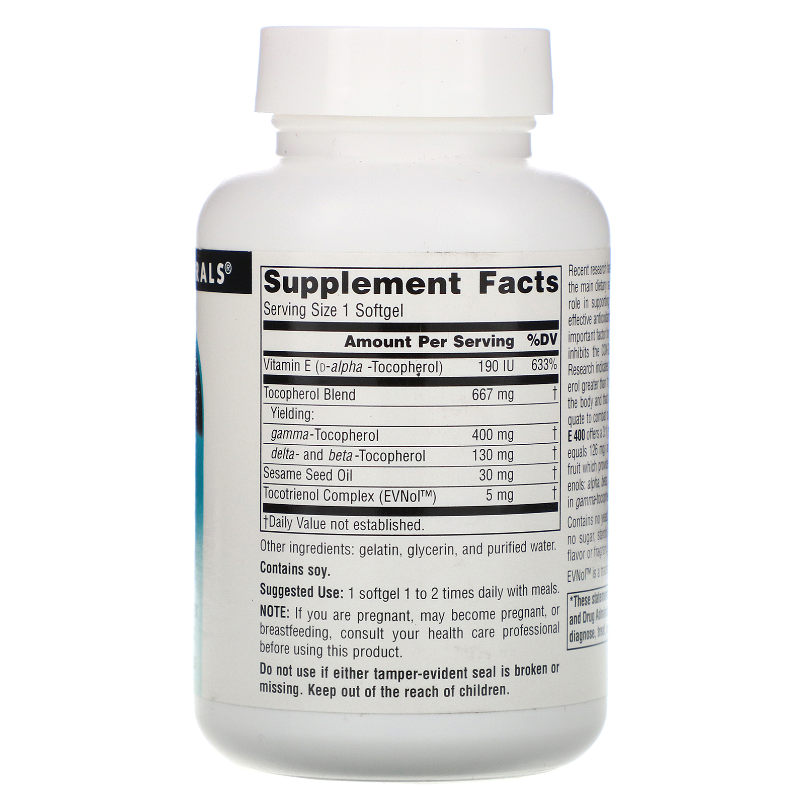 Source Naturals, Gamma E 400 Complexo, 60 cápsulas softgel - Imagem 2