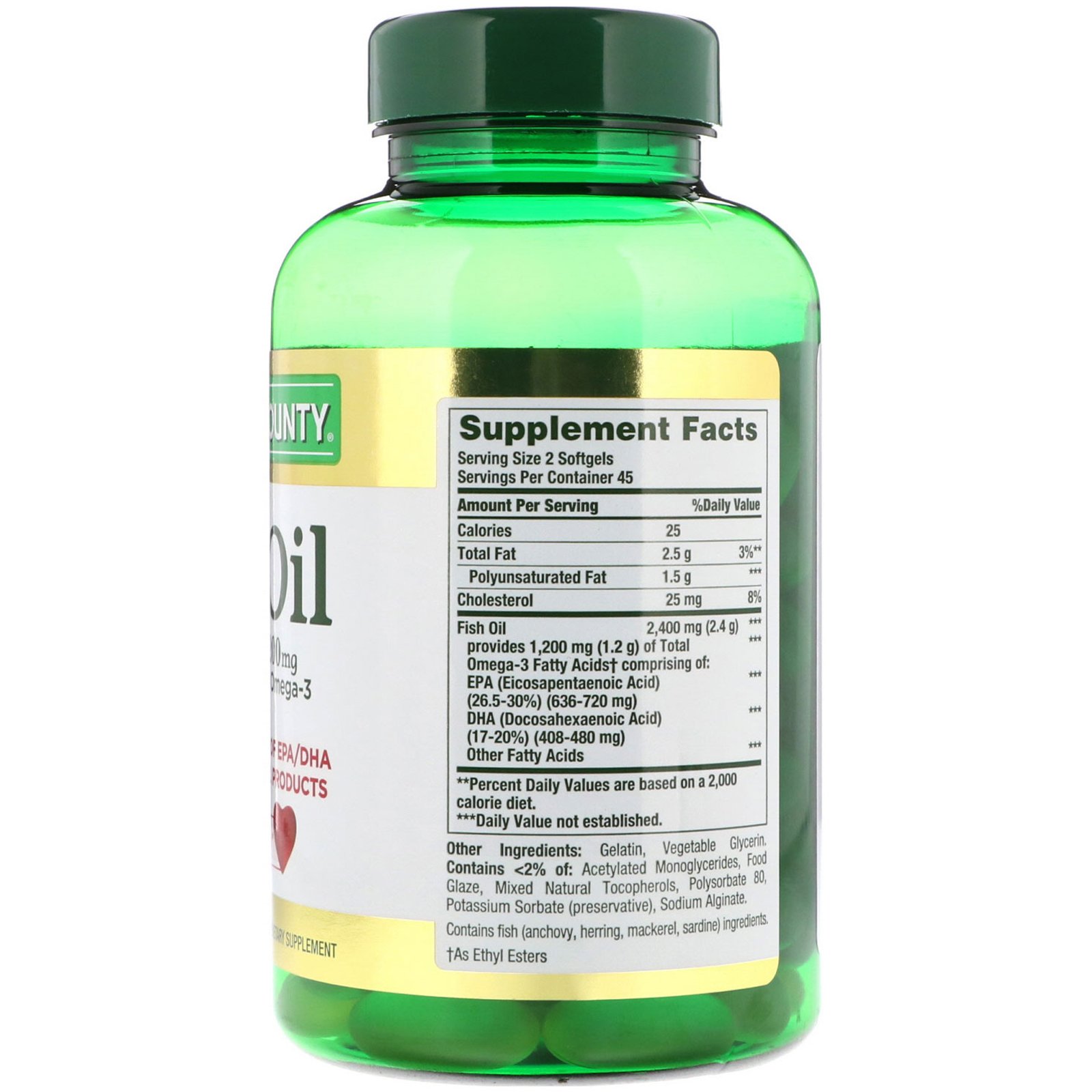 Nature's Bounty, Óleo de Peixe, 2400 mg, 90 Softgels Revestidas - Imagem 2