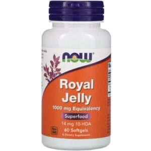 Now Foods, Geleia Real, 1.000 mg, 60 Cápsulas Softgel