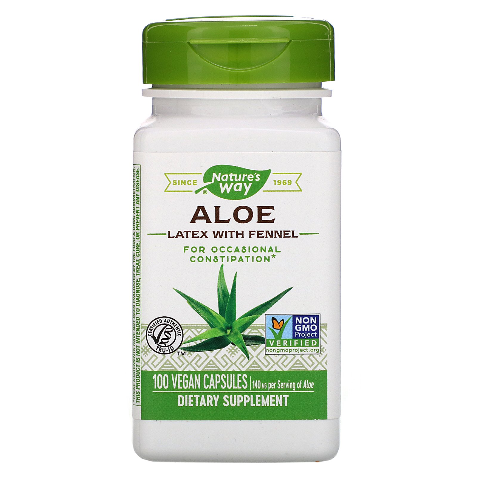 Nature's Way, Aloe Latex with Fennel, 140 mg, 100 Vegan Capsules