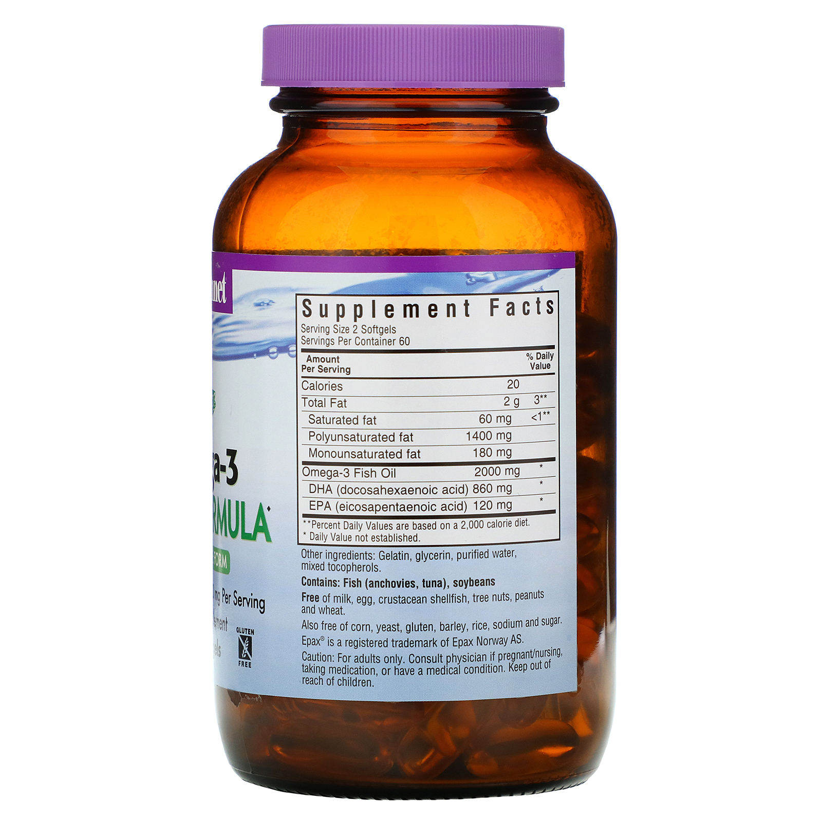 Bluebonnet Nutrition, Natural Omega-3 Brain Formula, 120 Softgels - Imagem 2