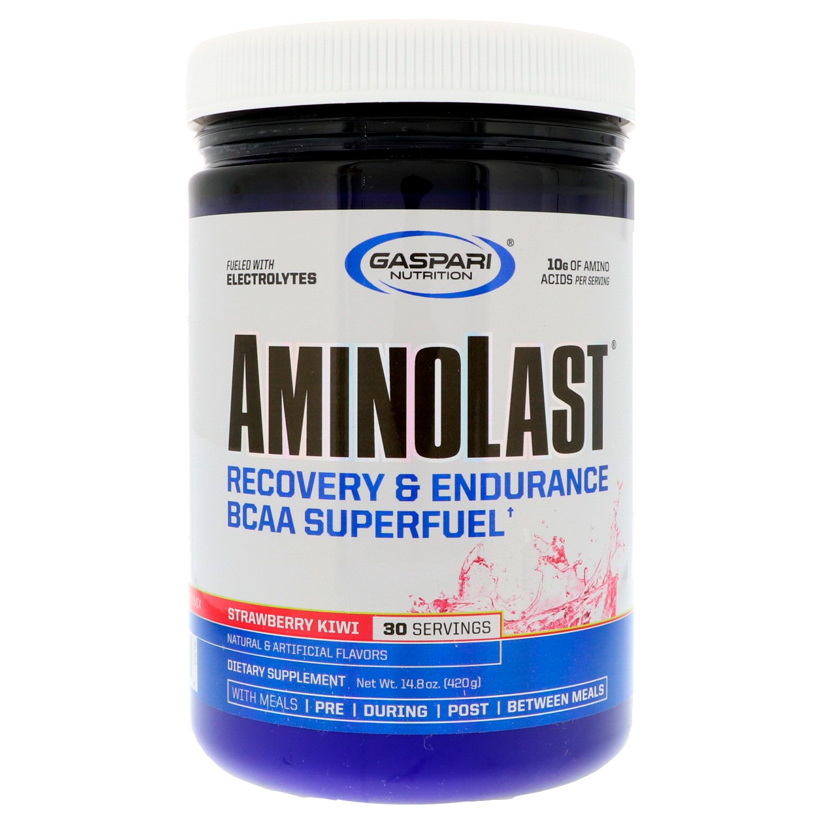 Gaspari Nutrition, Superalimento de Aminoácidos Ramificados Para Recuperação e Durabilidade Aminolast, Morango e Kiwi, 420g
